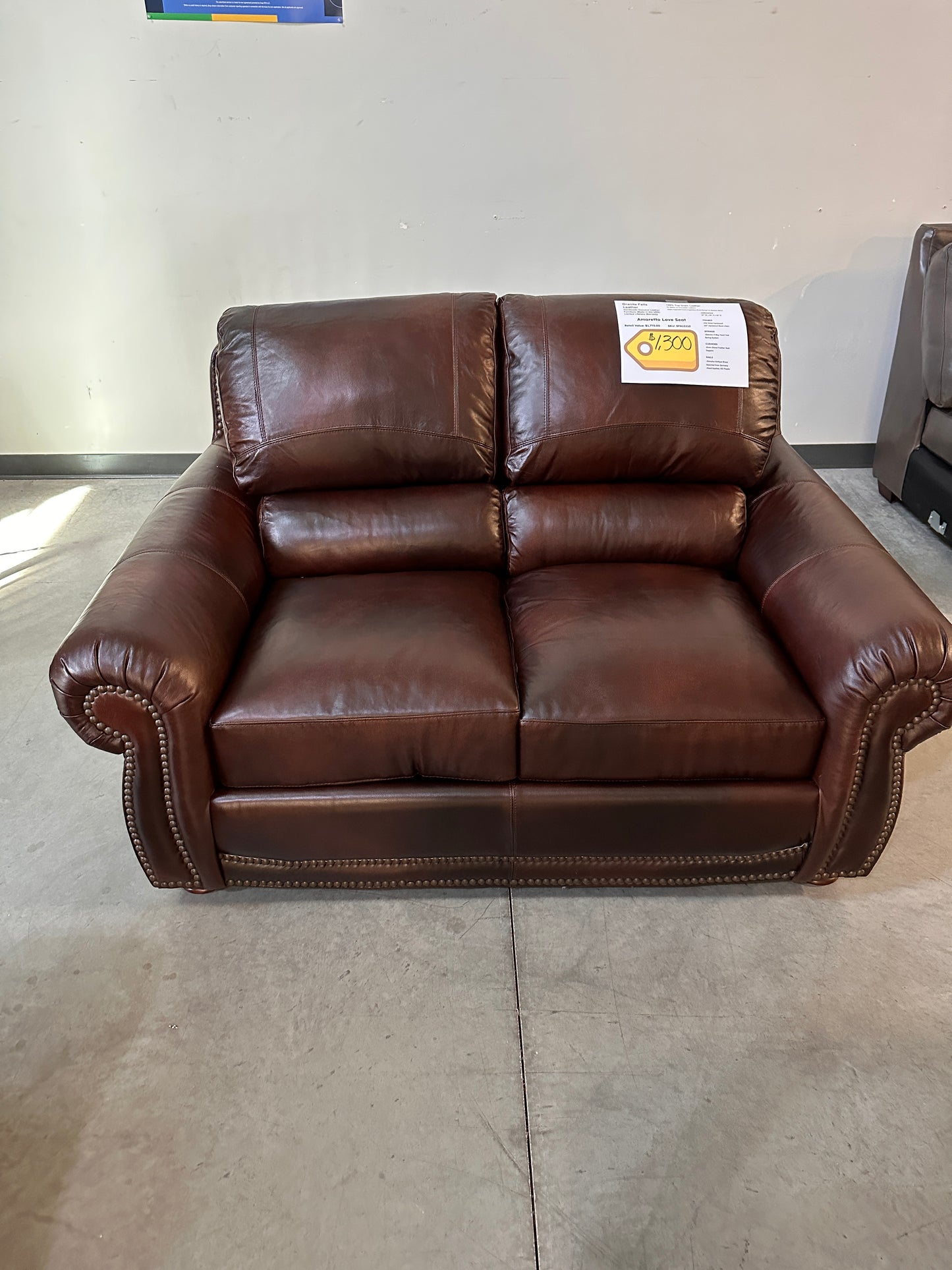 HANDMADE LEATHER SOFA SET with POWER RECLINER - AMARETTO