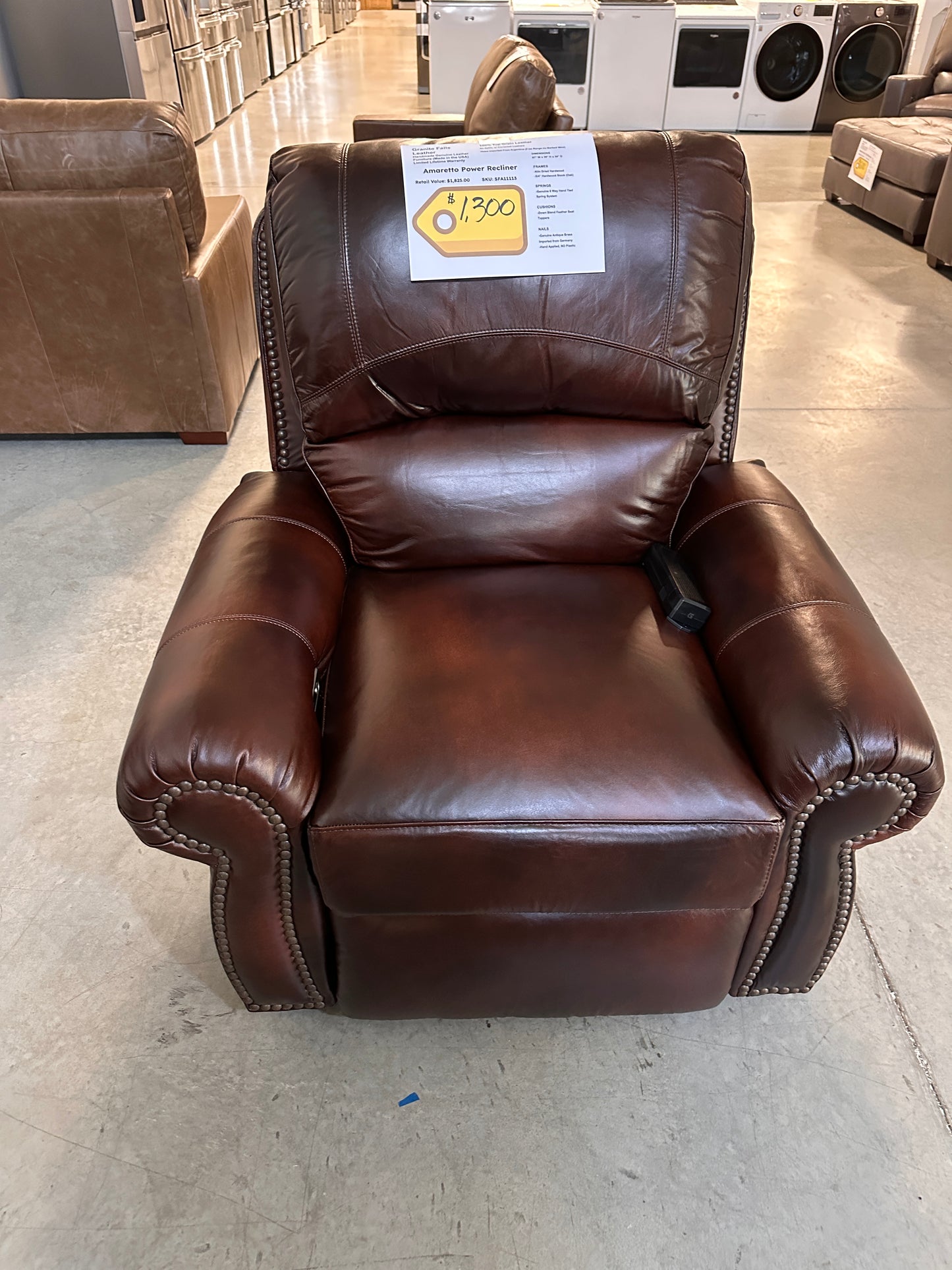 HANDMADE LEATHER SOFA SET with POWER RECLINER - AMARETTO