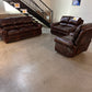 HANDMADE LEATHER SOFA SET with POWER RECLINER - AMARETTO