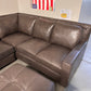 GRANITE FALLS LEATHER   Hermes Grey Full Sectional with Power Recliner and Ottoman