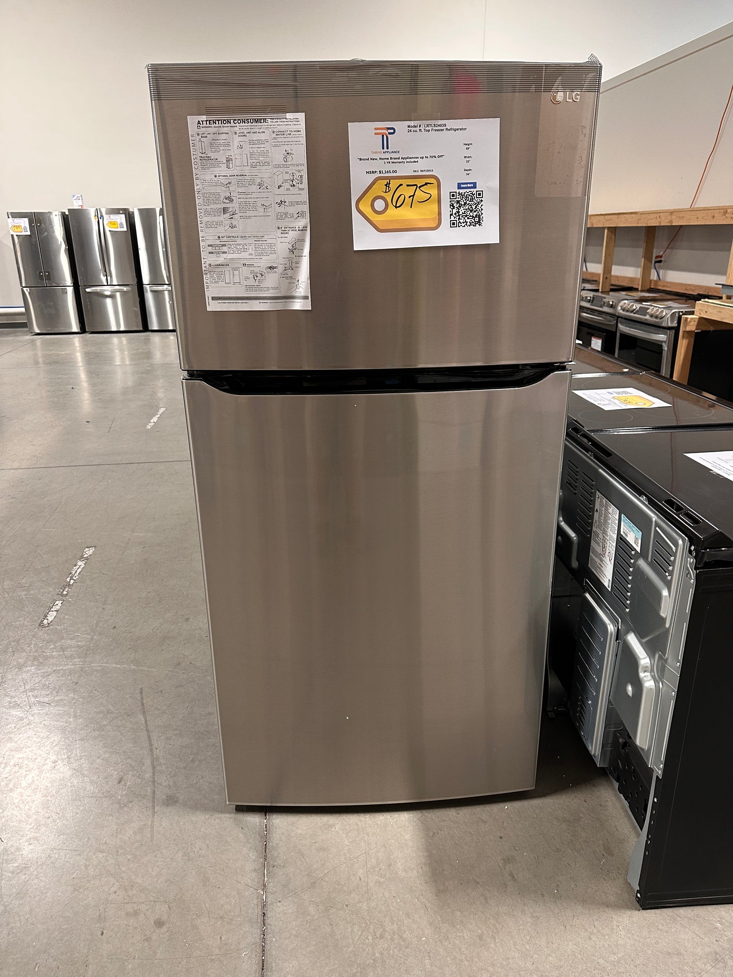 NEW LG TOP MOUNT REFRIGERATOR with INTERNAL WATER DISPENSER MODEL: LRTLS2403S  REF13015