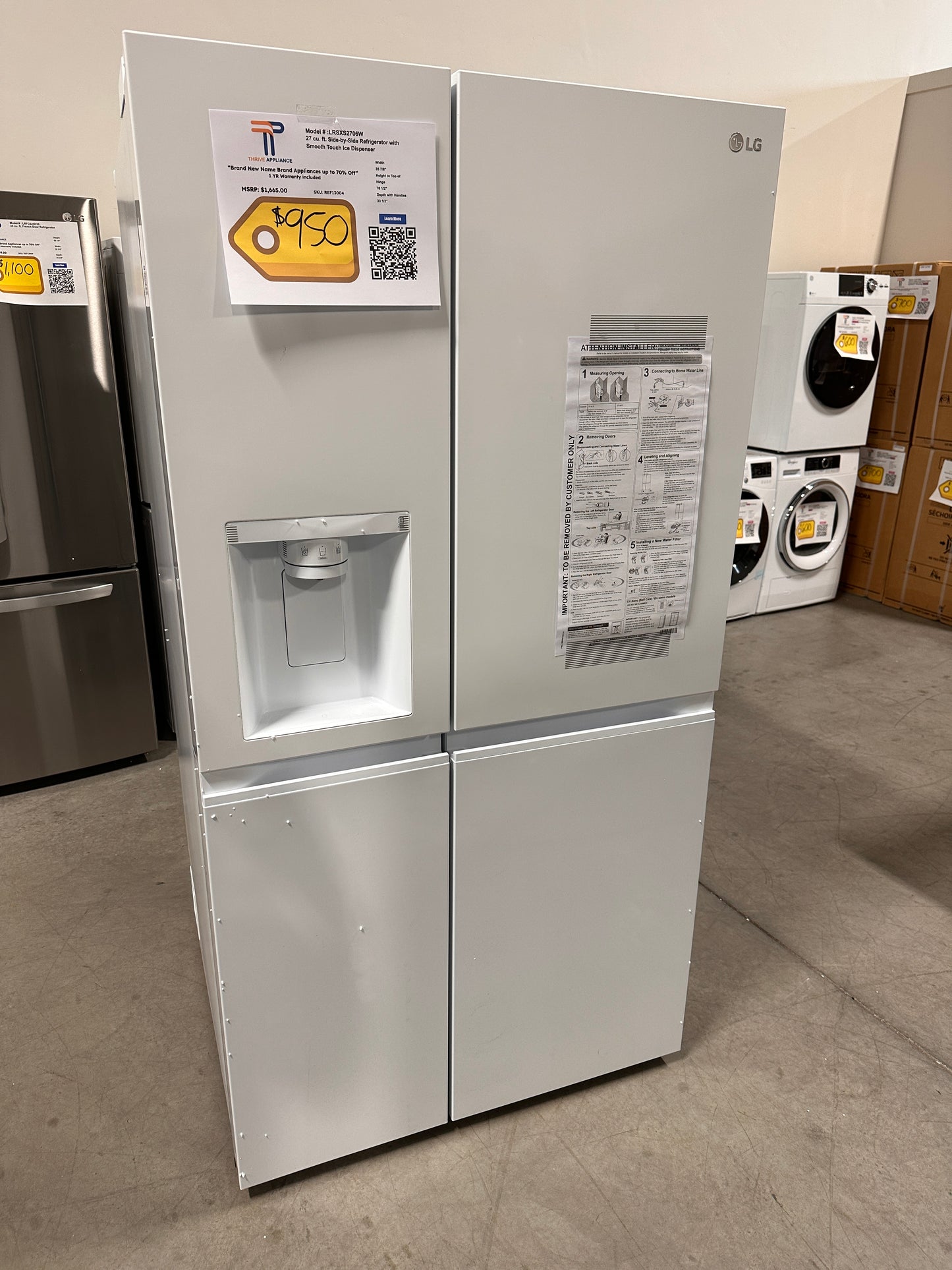 LG - 27.2 Cu. Ft. Side-by-Side Refrigerator with SpacePlus Ice - Smooth White  MODEL: LRSXS2706W  REF13004