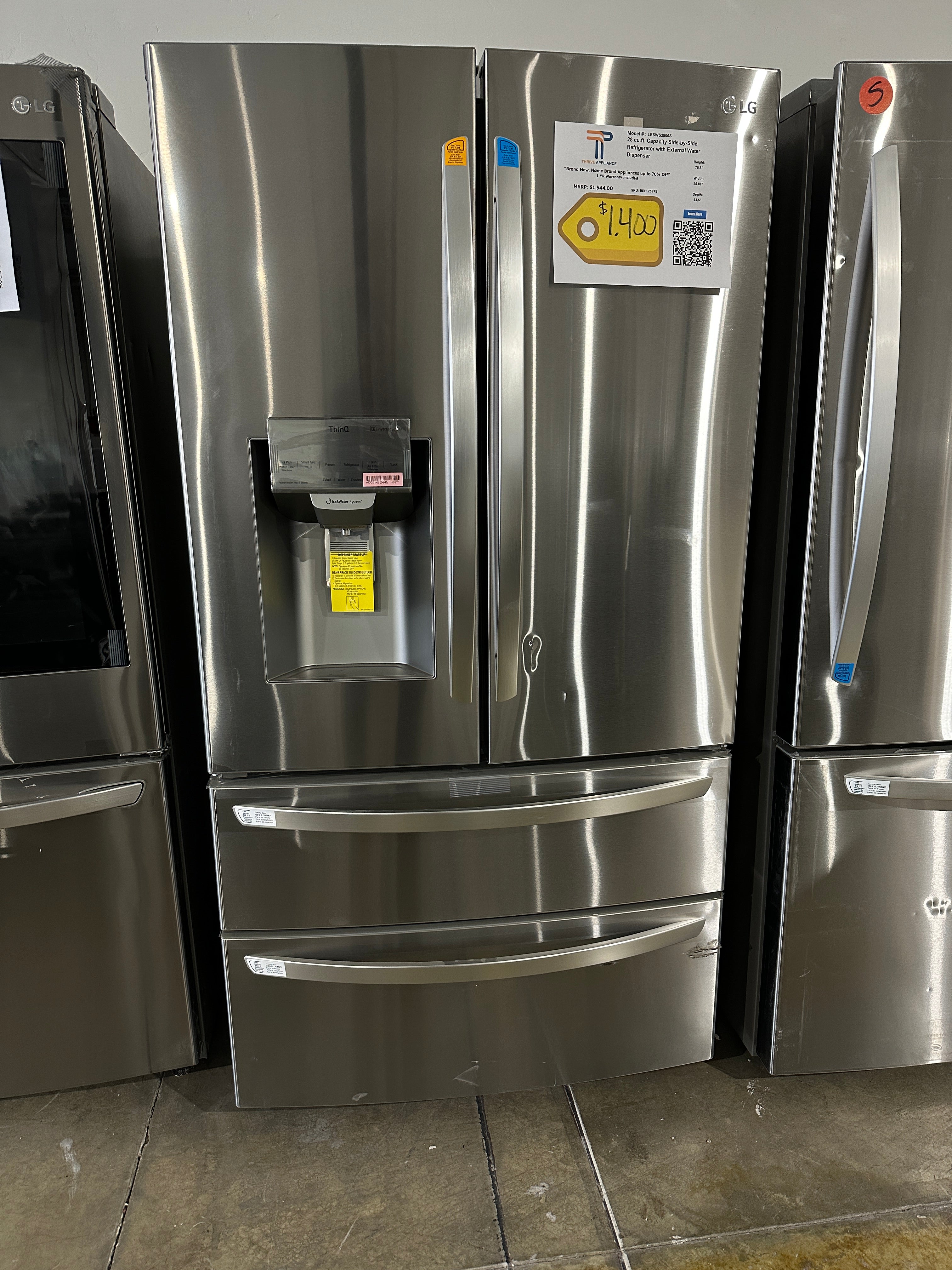 GREAT NEW LG 4-DOOR FRENCH DOOR REFRIGERATOR MODEL: LRMXS2806S REF1238 ...