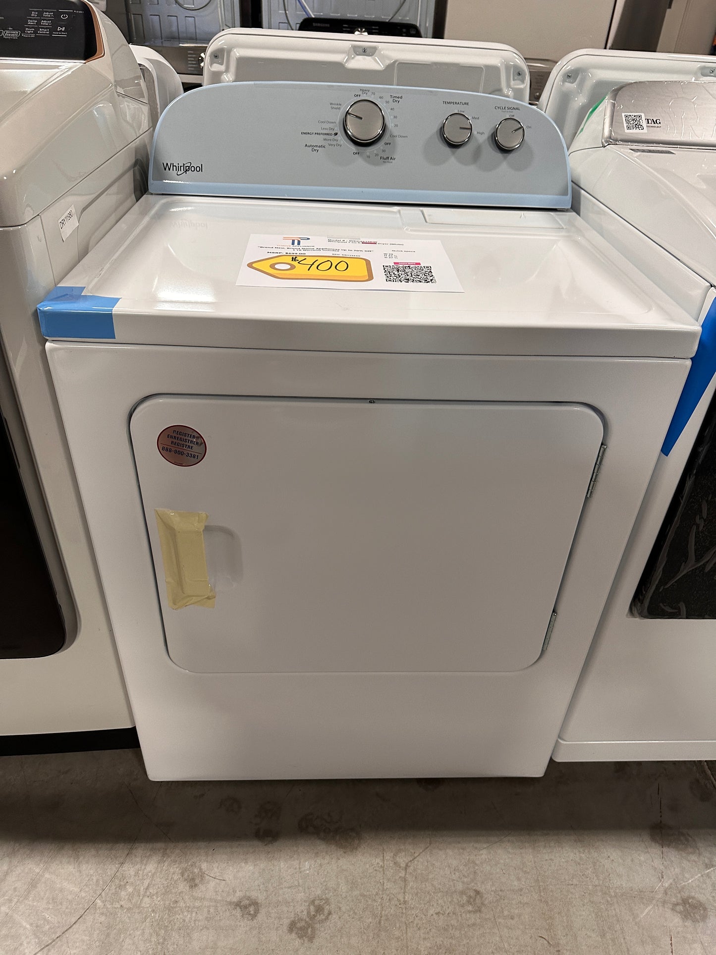 WHIRLPOOL 14-CYCLE ELECTRIC DRYER - NEW - MODEL: WED4815EW  DRY12440