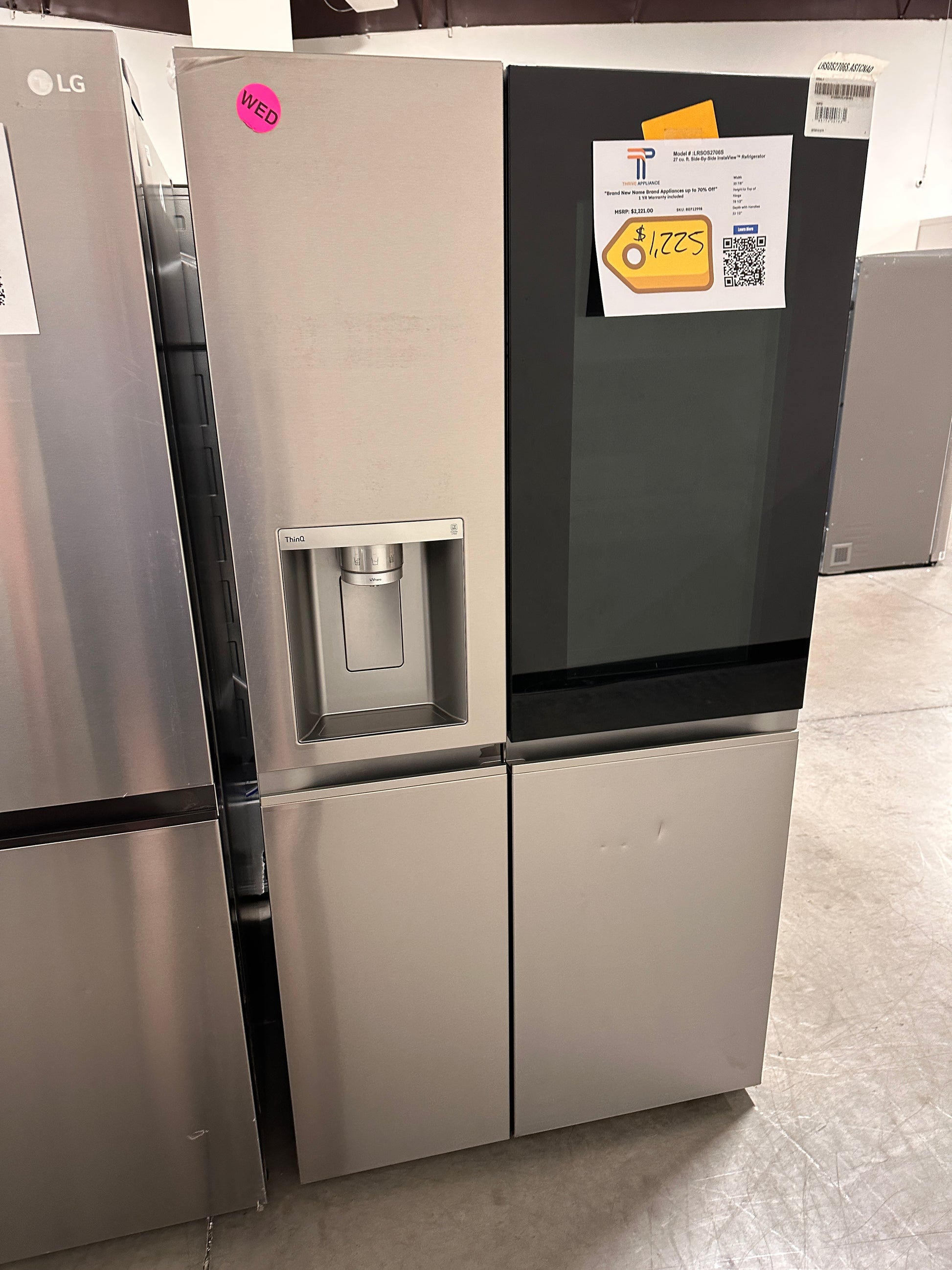 LG 27 cu. ft. Side by Side Smart Refrigerator w/ InstaView and