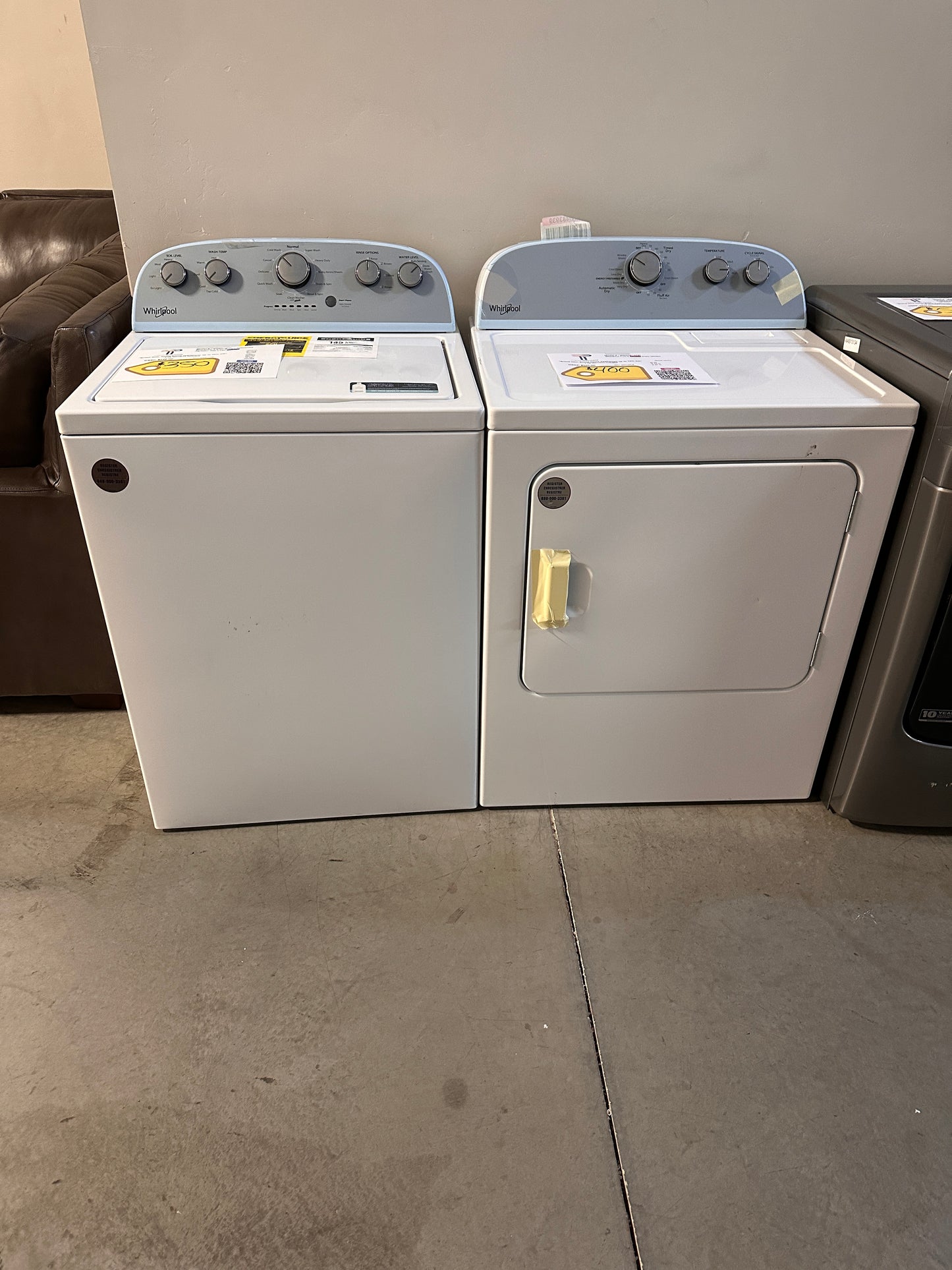 GREAT NEW WHIRLPOOL TOP LOAD WASHER ELECTRIC DRYER SET - WAS13128 DRY12418