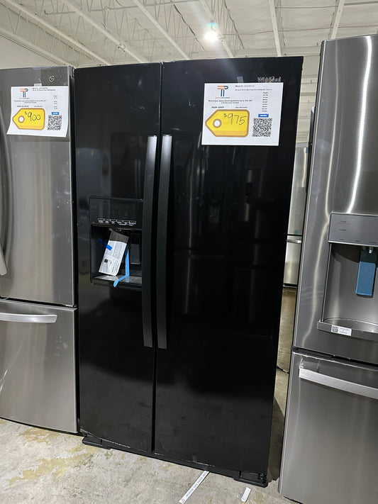 BEAUTIFUL BLACK WHIRLPOOL SIDE BY SIDE REFRIGERATOR MODEL: WRS588FIHB  REF12405S