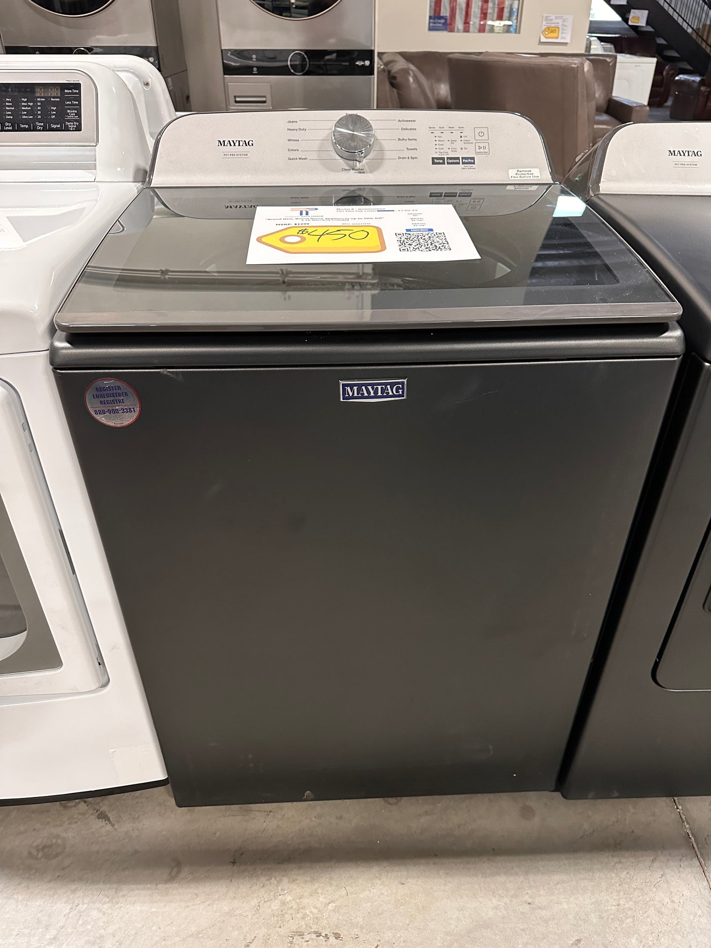 NEW MAYTAG TOP LOAD WASHER WITH PET PRO SYSTEM MODEL: MVW6500MBK  WAS13131