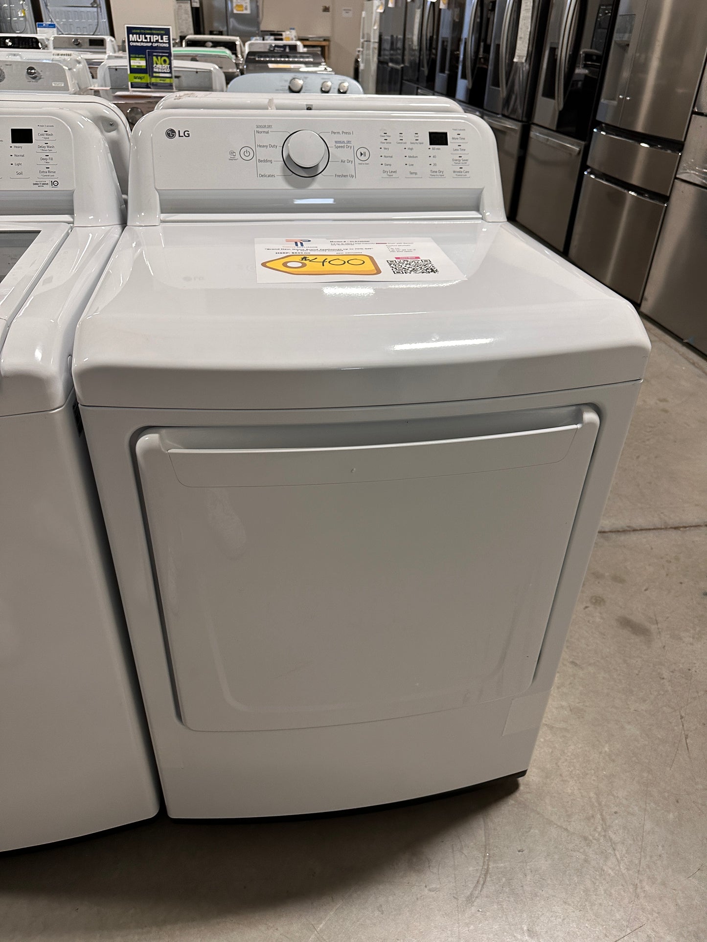 LG - 7.3 Cu. Ft. Electric Dryer with Sensor Dry - White  MODEL: DLE7000W  DRY12454