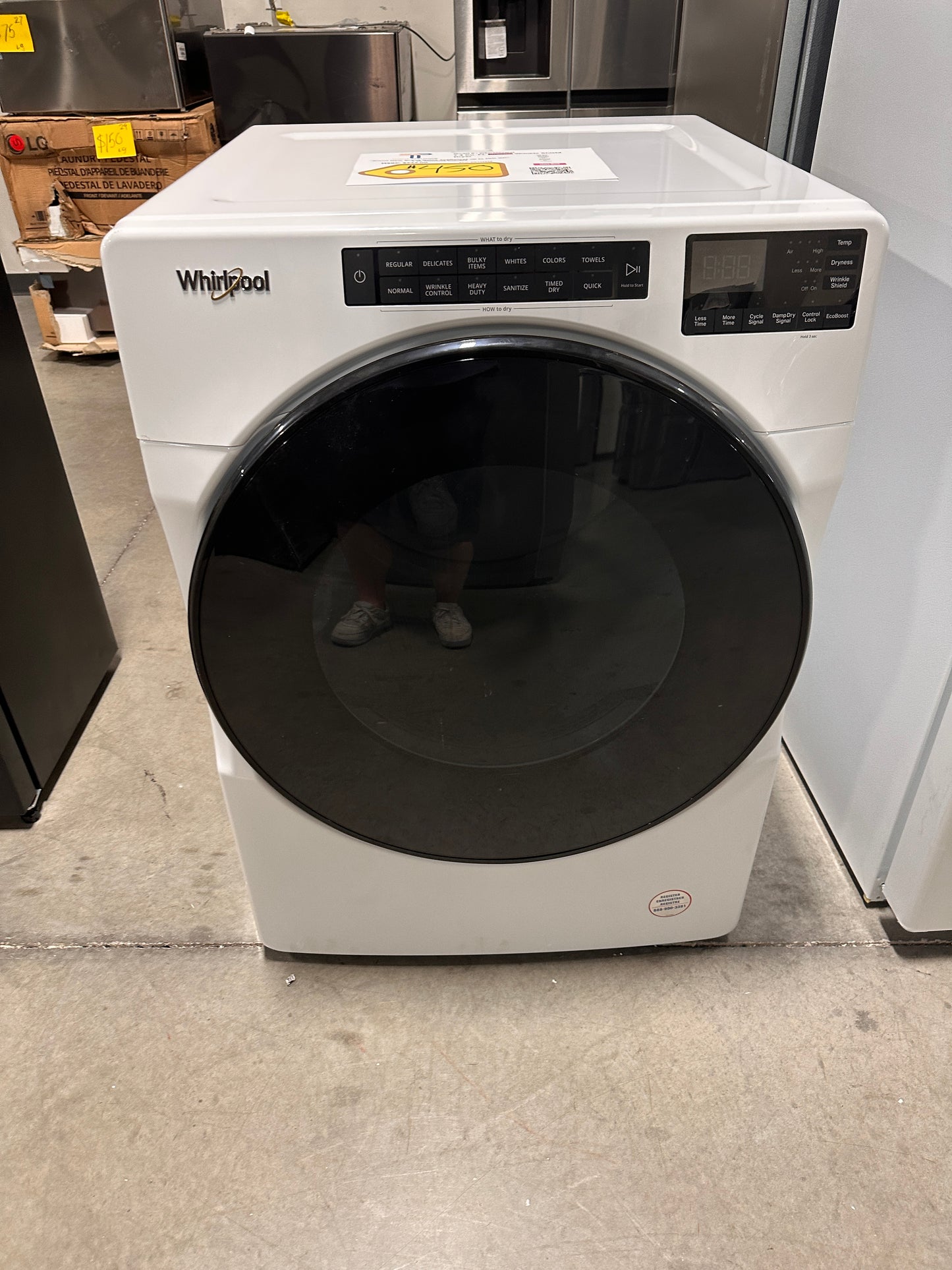 Whirlpool - 7.4 Cu. Ft. Stackable Electric Dryer with Wrinkle Shield - White  MODEL: WED5605MW  DRY12458