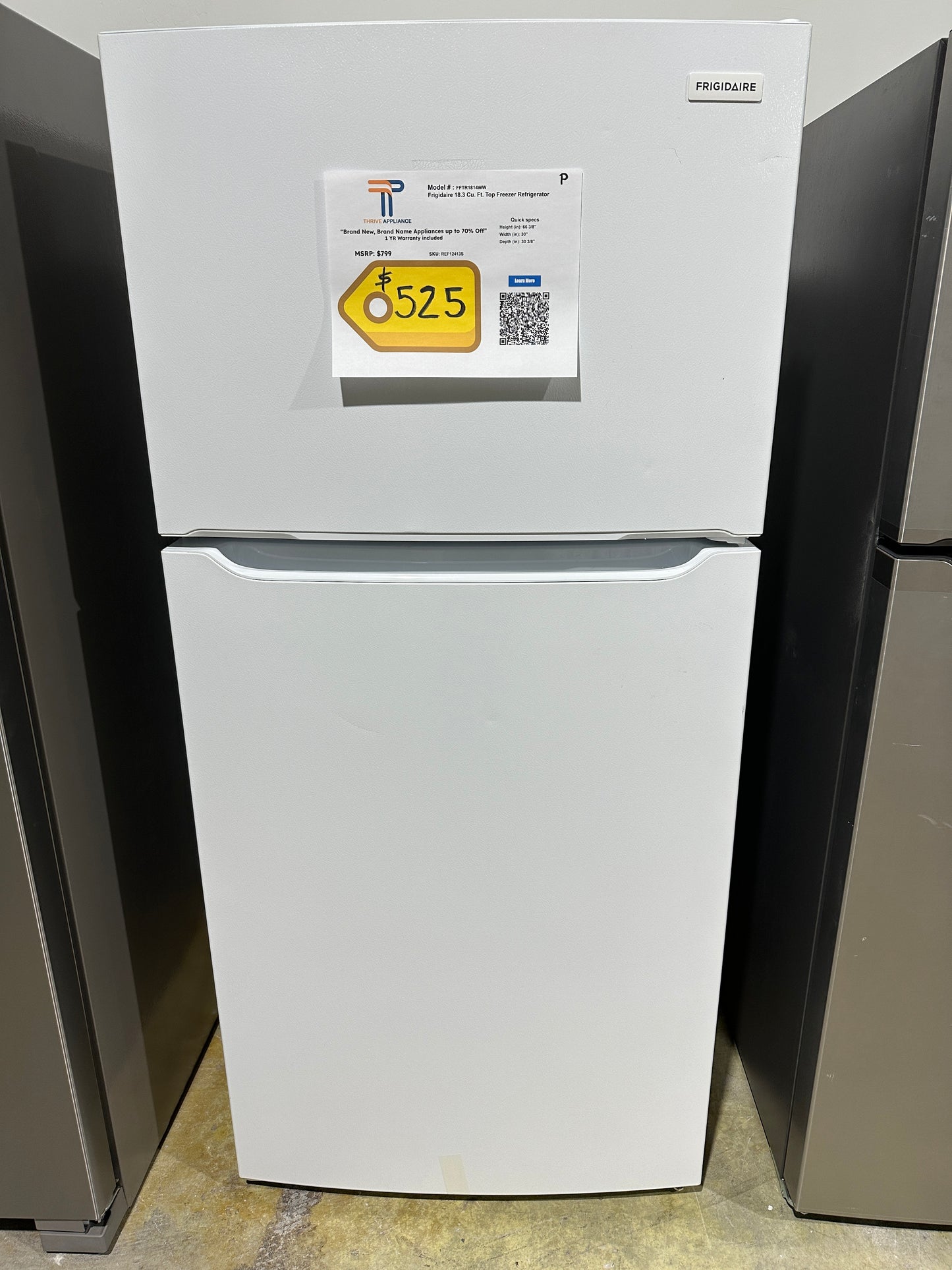 Frigidaire - 18.3 Cu. Ft. Top Freezer Refrigerator - White  MODEL: FFTR1814WW  REF12413S
