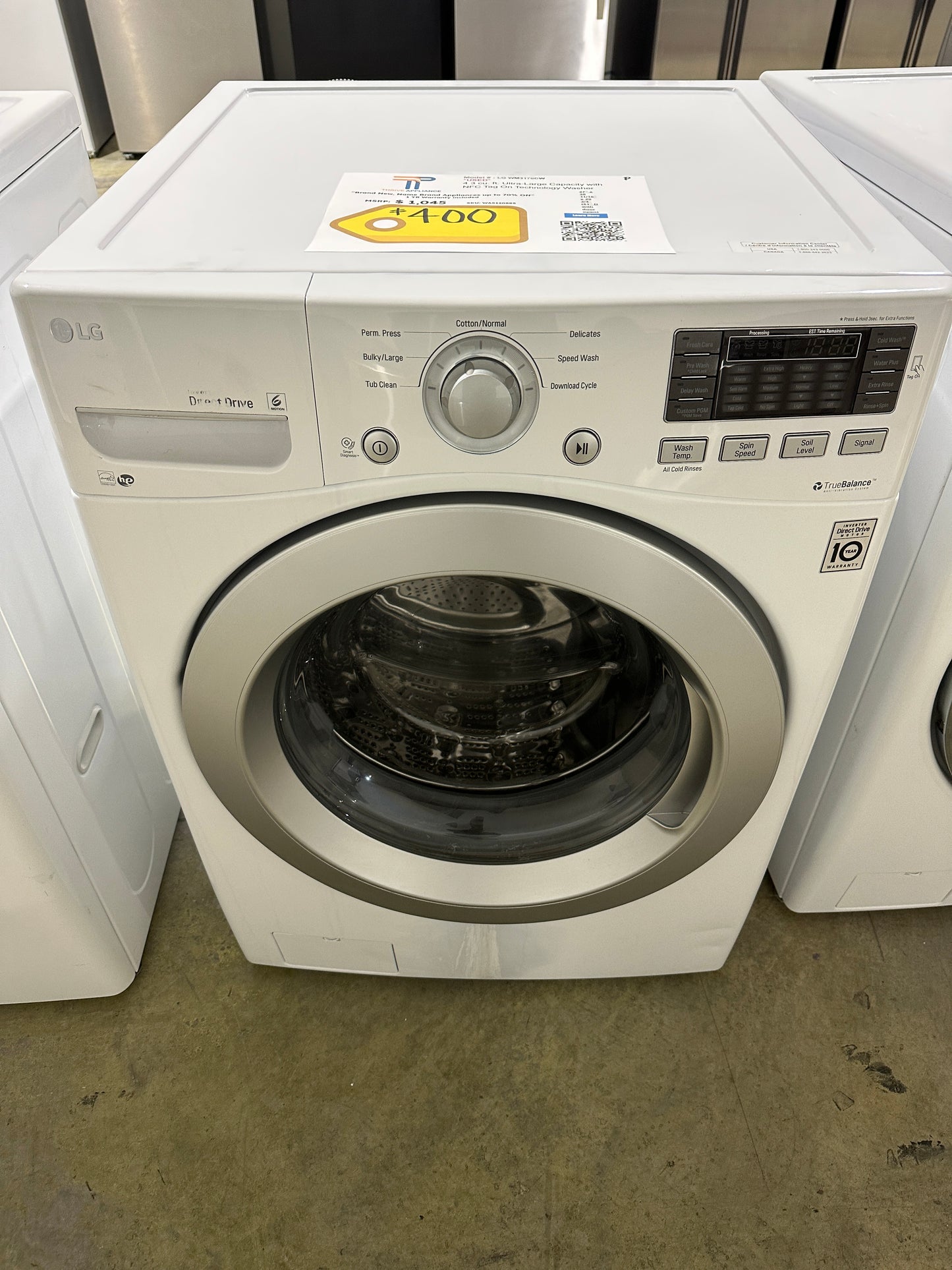 STACKABLE LG FRONT LOAD WASHER - USED - MODEL: WM3170CW  WAS12088S