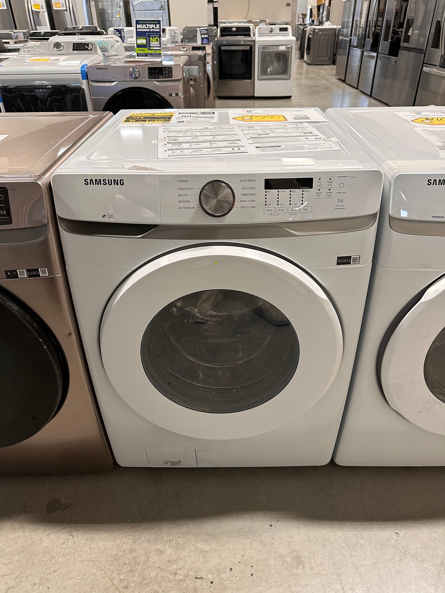 SAMSUNG STACKABLE FRONT LOAD WASHING MACHINE MODEL: WF45T6000AW/A5  WAS13142