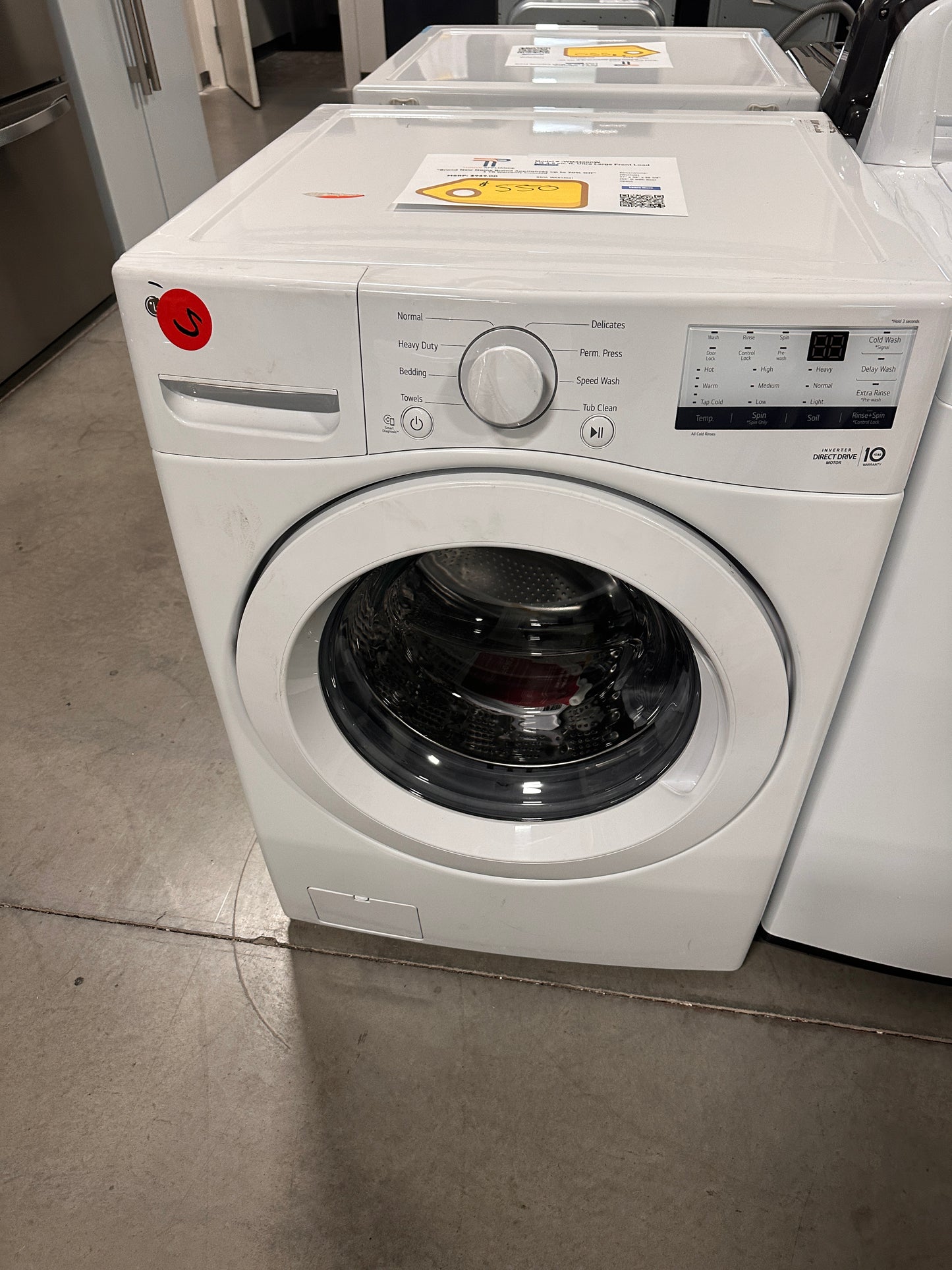 STACKABLE LG ULTRA LARGE FRONT LOAD WASHER MODEL: WM3400CW  WAS14041