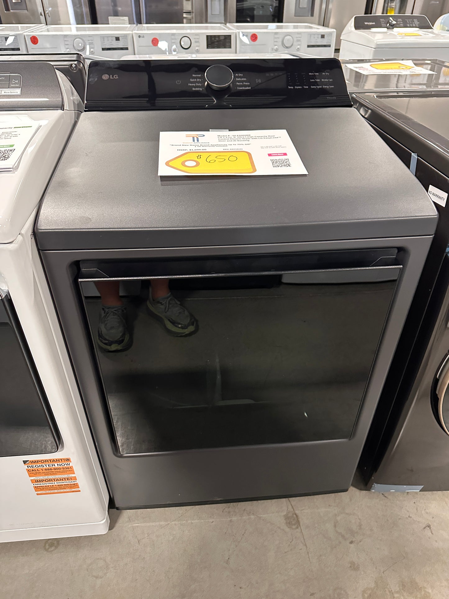 BRAND NEW! LG 7.3 cu ft Electric Dryer  MODEL: DLE8400BE  DRY13193