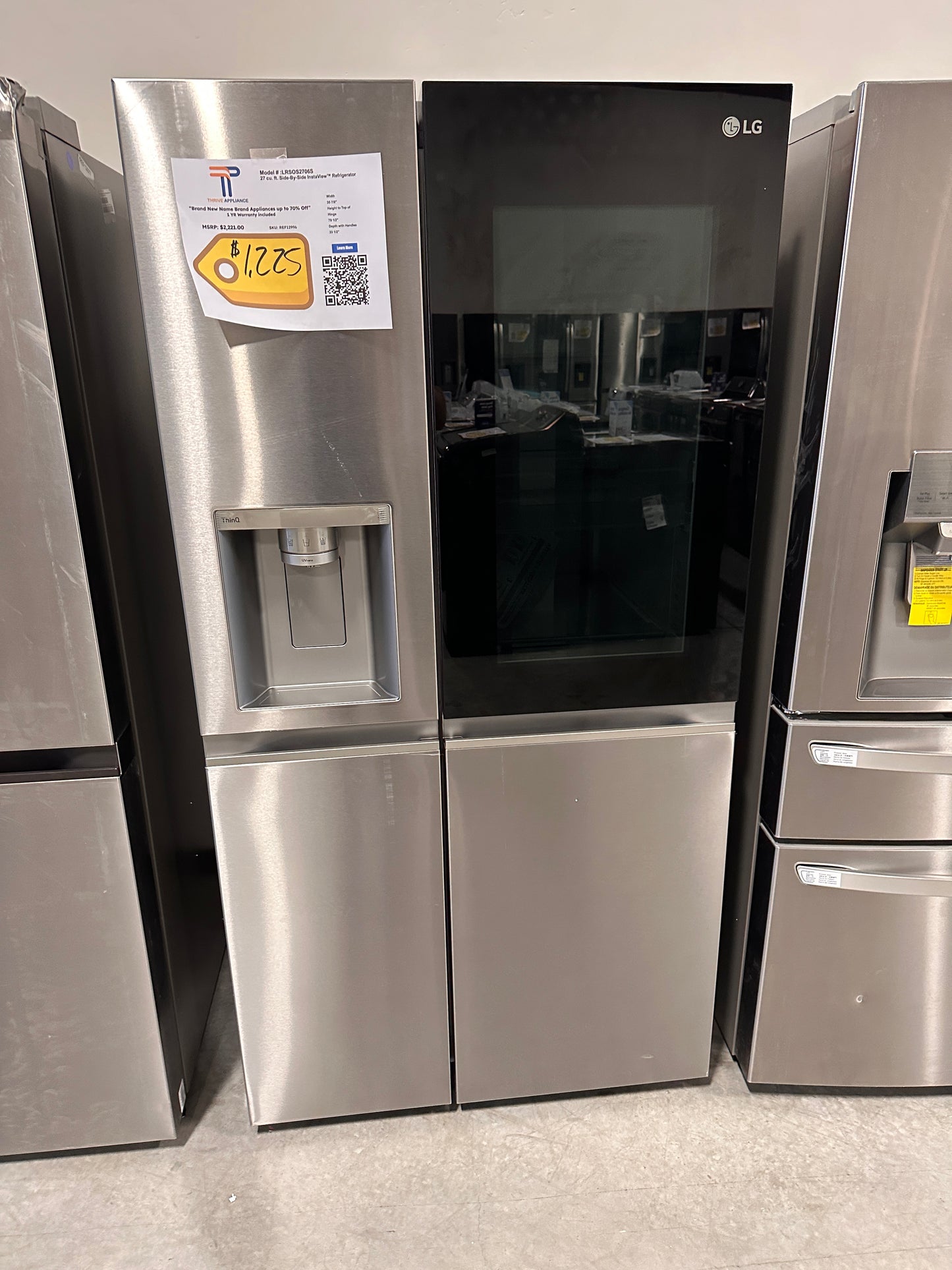 SIDE-BY-SIDE LG SMART REFRIGERATOR - NEW - MODEL: LRSOS2706S  REF12996