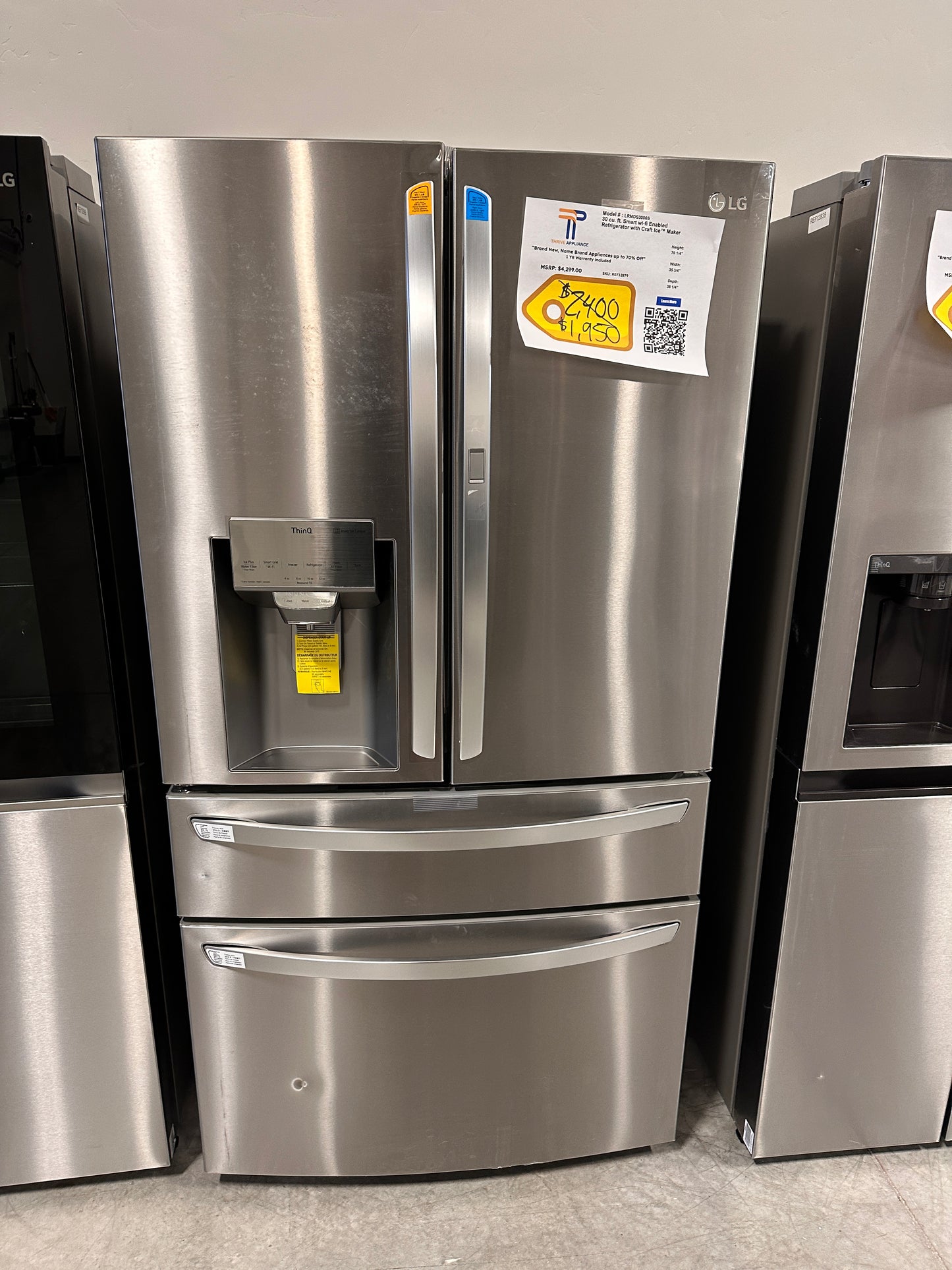 NEWLY DISCOUNTED LG 29.5 CU FT SMART REFRIGERATOR - REF12879 LRMDS3006S