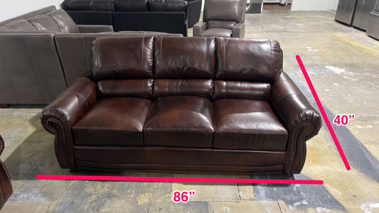 GENUINE LEATHER SOFA - MADE IN THE USA - GORGEOUS AMARETTO COLOR