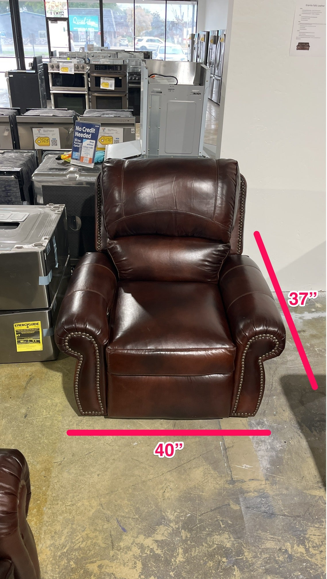 NEW GENUINE LEATHER AMARETTO POWER RECLINER