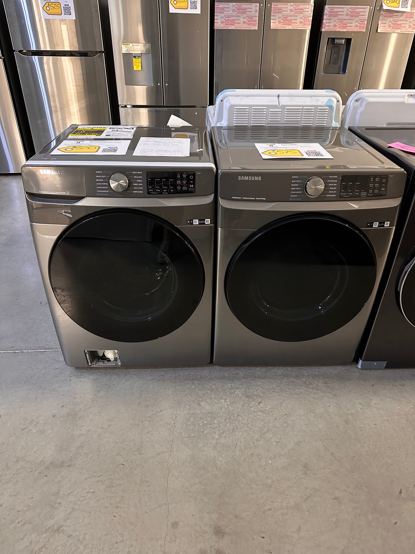 NEW PLATINUM SAMSUNG SMART LAUNDRY SET - FRONT LOAD WASHER ELECTRIC DRYER - WAS13219 DRY12486