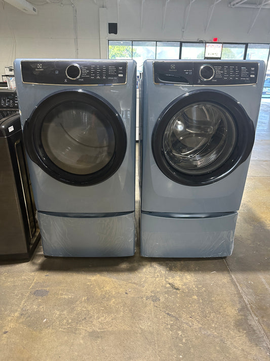 BEAUTIFUL BRAND NEW BLUE LAUNDRY SET FRONT LOAD WASHER ELECTRIC DRYER WAS12126S DRY12145S