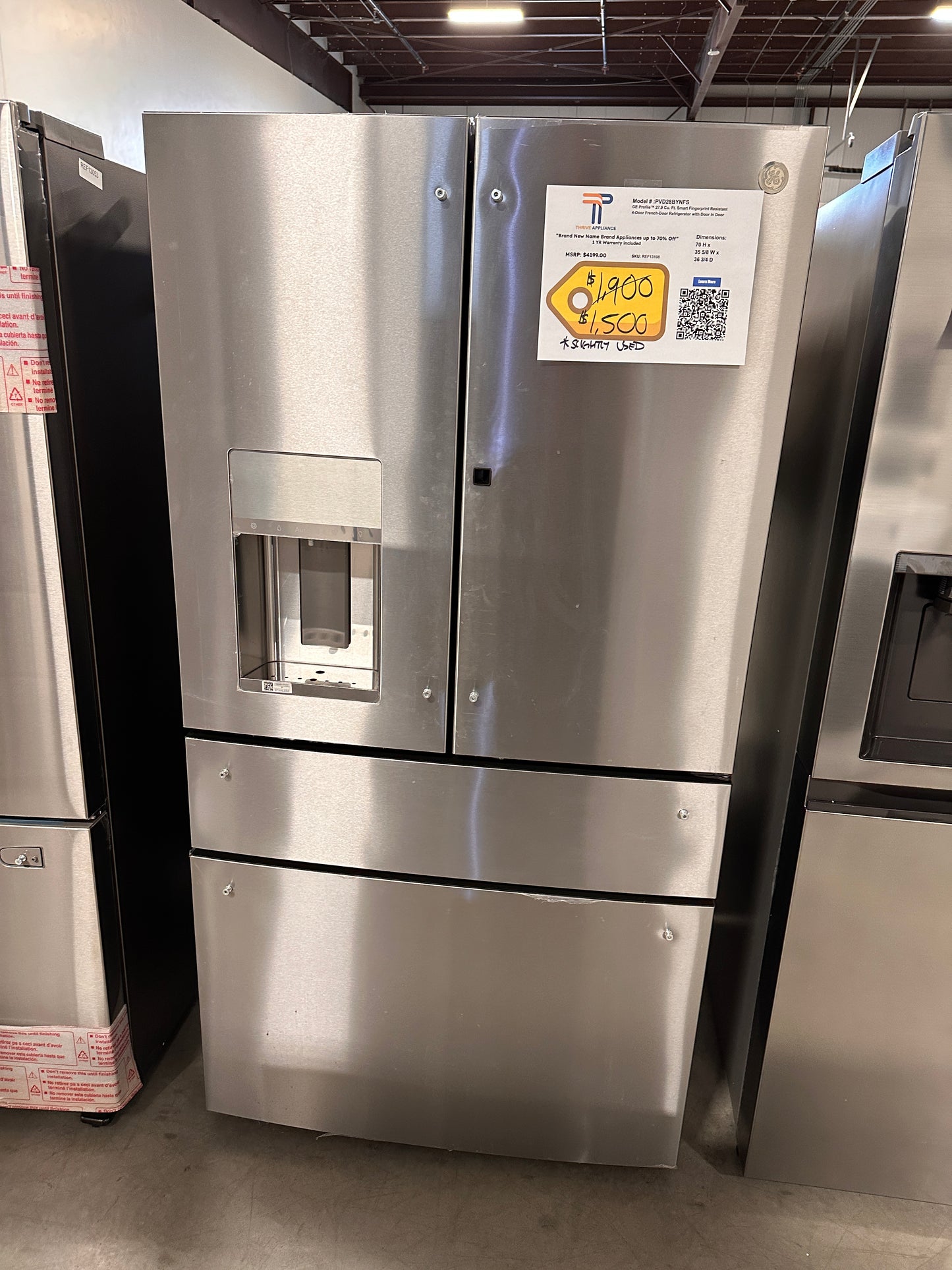 GENTLY USED - LIKE NEW - GE PROFILE SMART REFRIGERATOR MODEL:PVD28BYNFS  REF13108