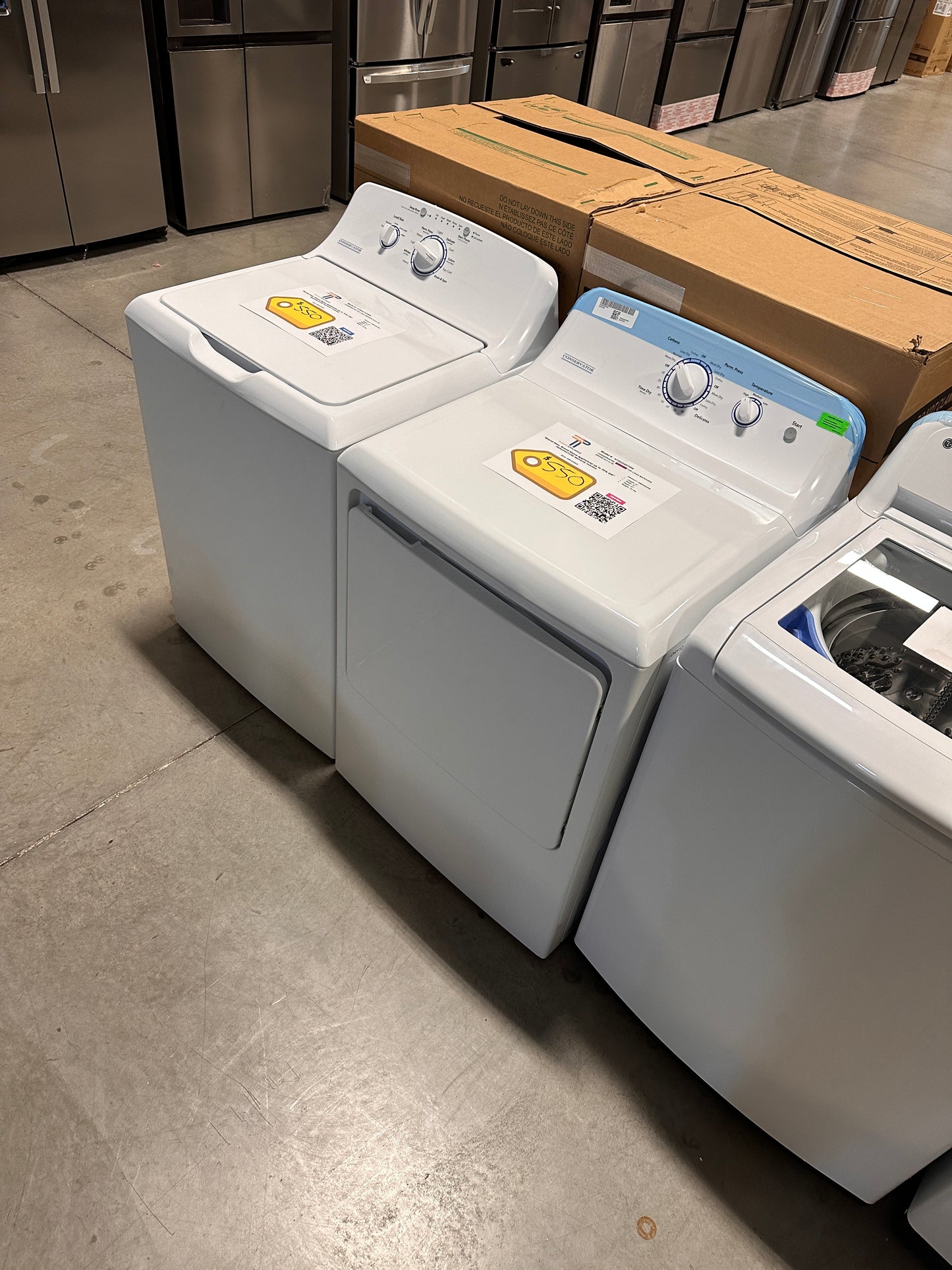 CONSERVATOR LAUNDRY SET - NEW TOP LOAD WASHER - NEW ELECTRIC DRYER - WAS13257 DRY12550