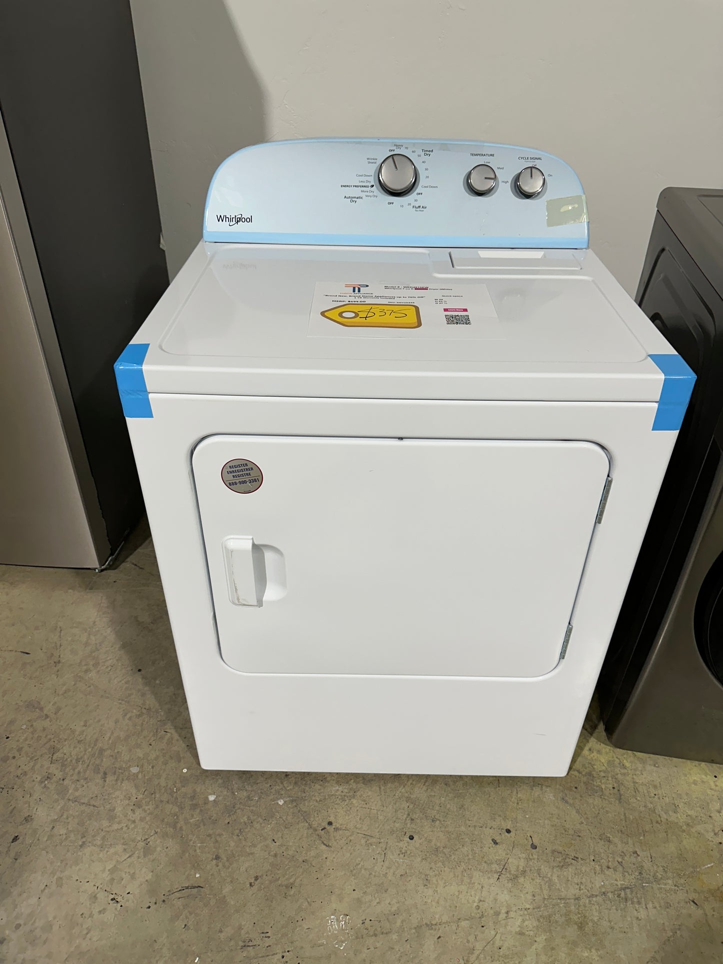 GREAT NEW WHIRLPOOL 14-CYCLE ELECTRIC DRYER MODEL: WED4815EW DRY12184S