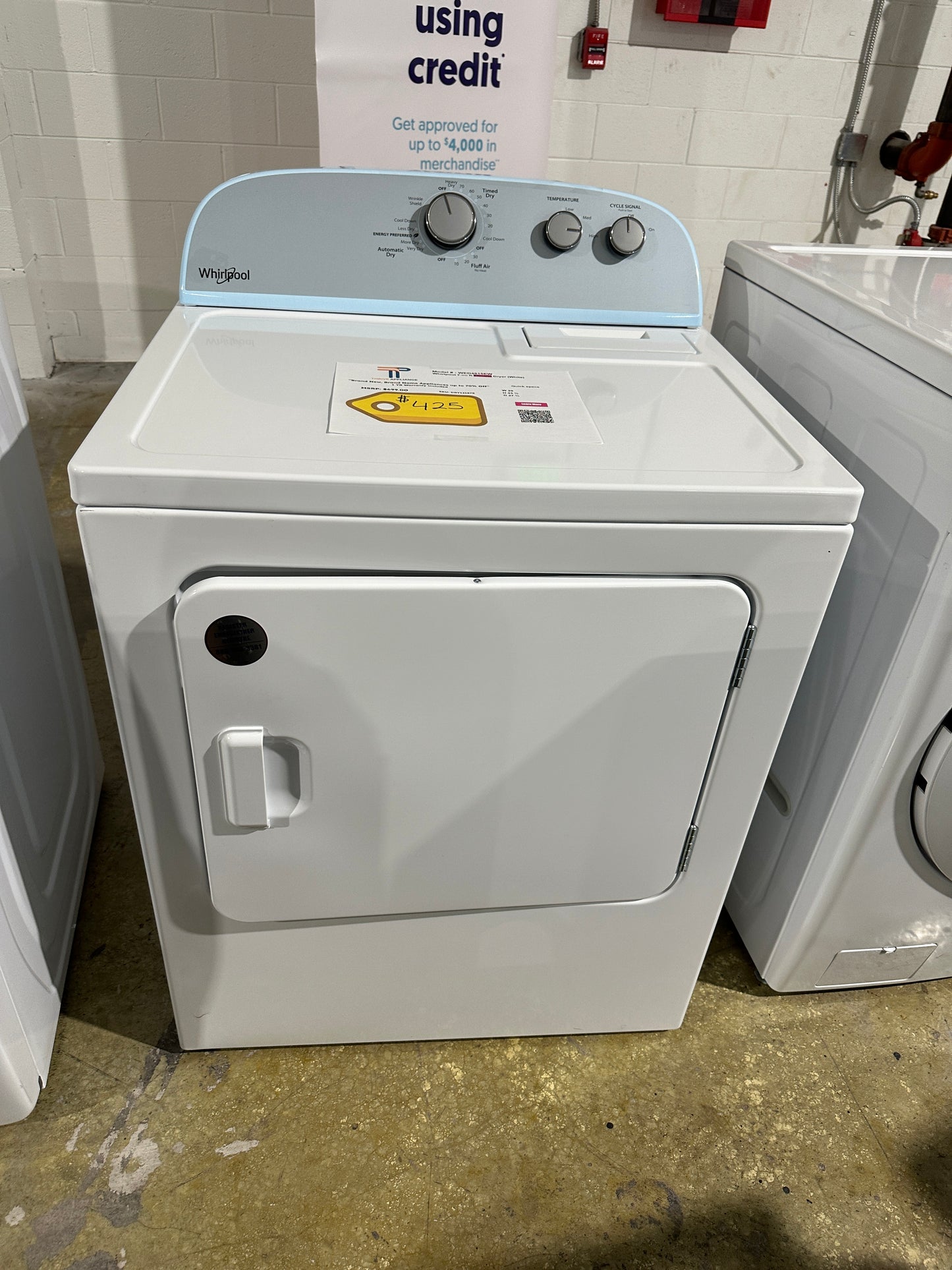 GREAT NEW WHIRLPOOL ELECTRIC DRYER MODEL: WED4815EW DRY12187S