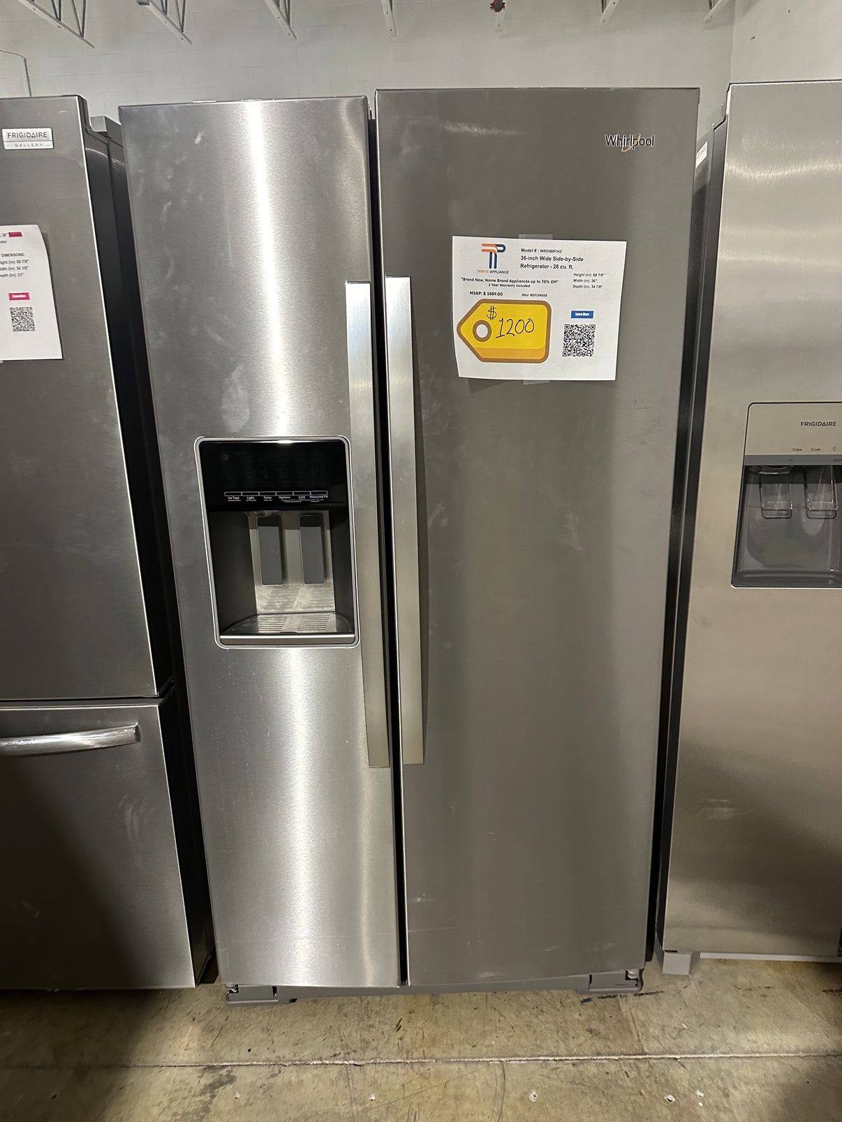 BRAND NEW WHIRLPOOL SIDE-BY-SIDE REFRIGERATOR MODEL: WRS588FIHZ REF134 ...