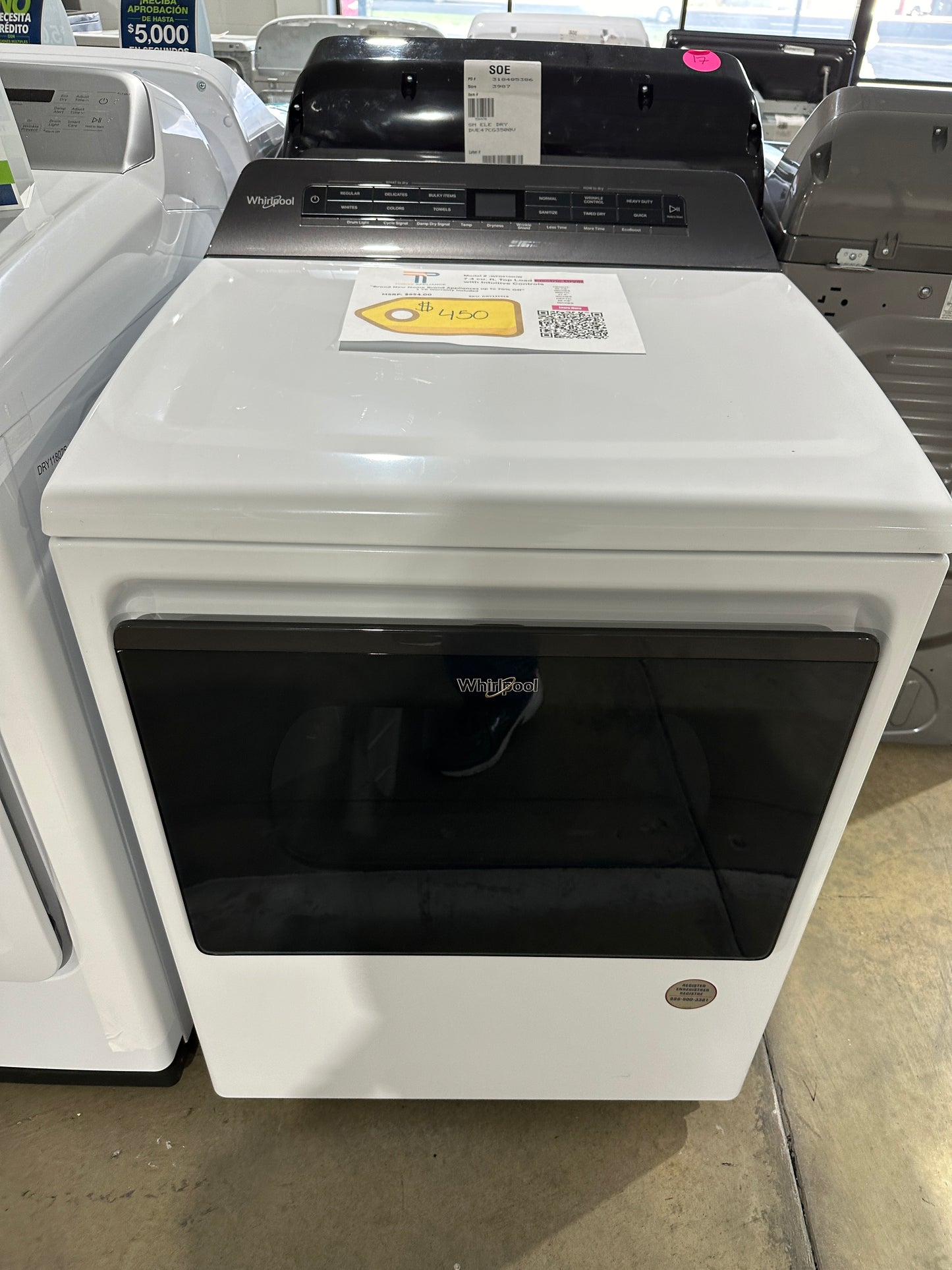 BRAND NEW WHIRLPOOL ELECTRIC DRYER MODEL: WED5100HW DRY12191S