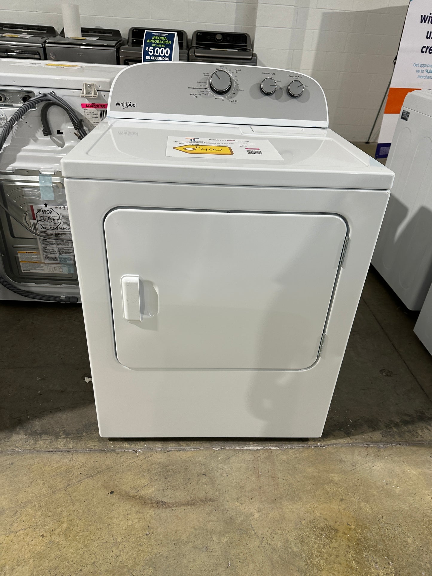 GREAT NEW WHIRLPOOL ELECTRIC DRYER MODEL: WED4815EW DRY12206S