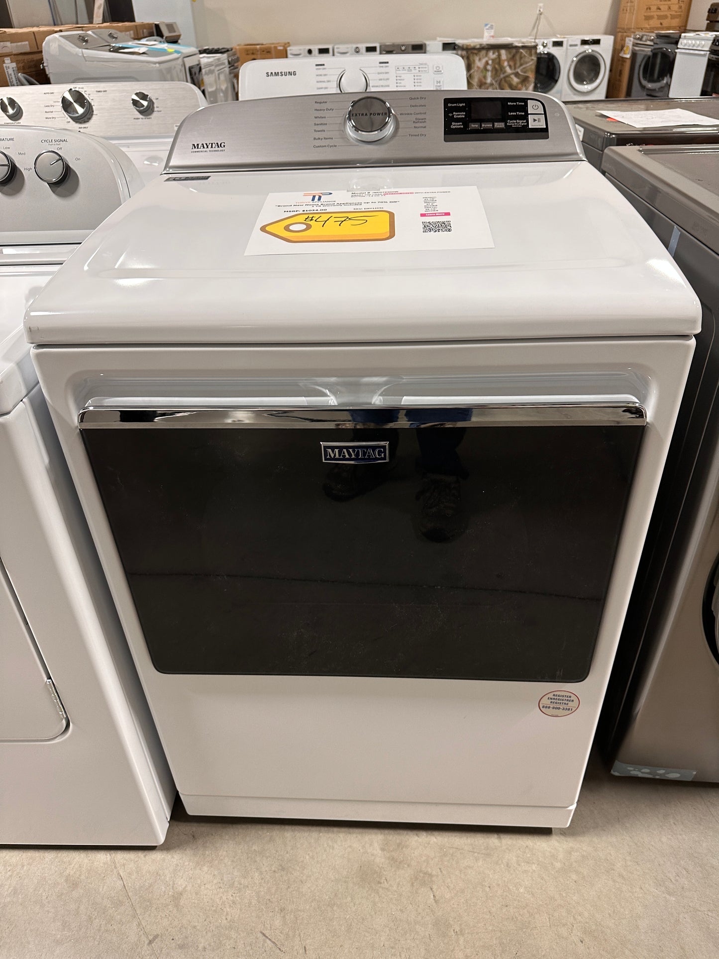 NEW MAYTAG SMART ELECTRIC DRYER with STEAM - MODEL: MED7230HW DRY12596