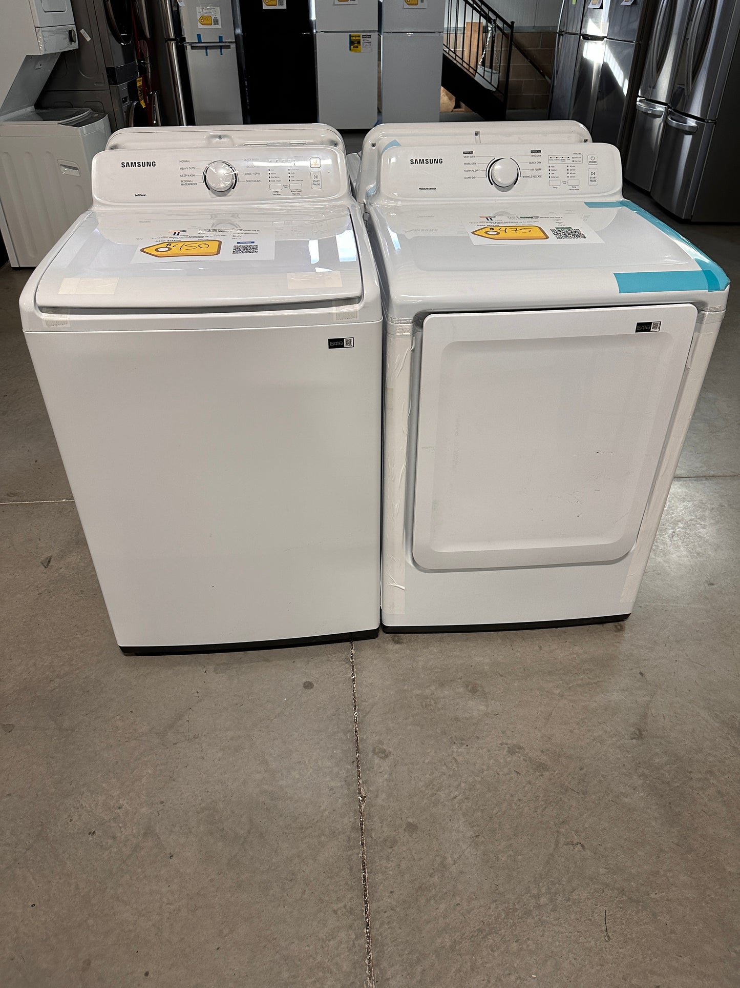 GREAT NEW TOP LOAD WASHER GAS DRYER SAMSUNG LAUNDRY SET - WAS13292 DRY12595