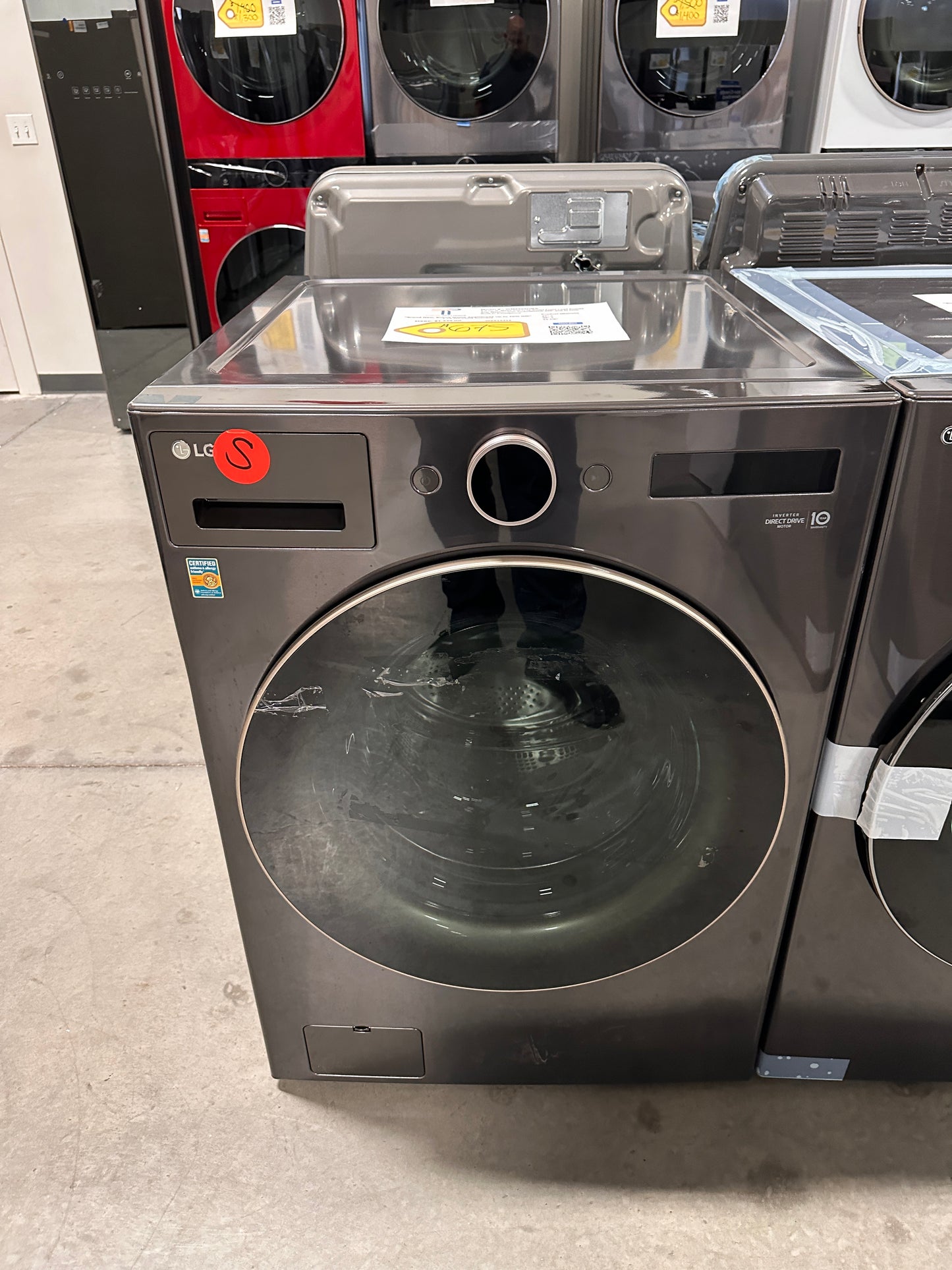 BRAND NEW BLACK STEEL STACKABLE LG WASHER MODEL: WM6500HBA WAS13315