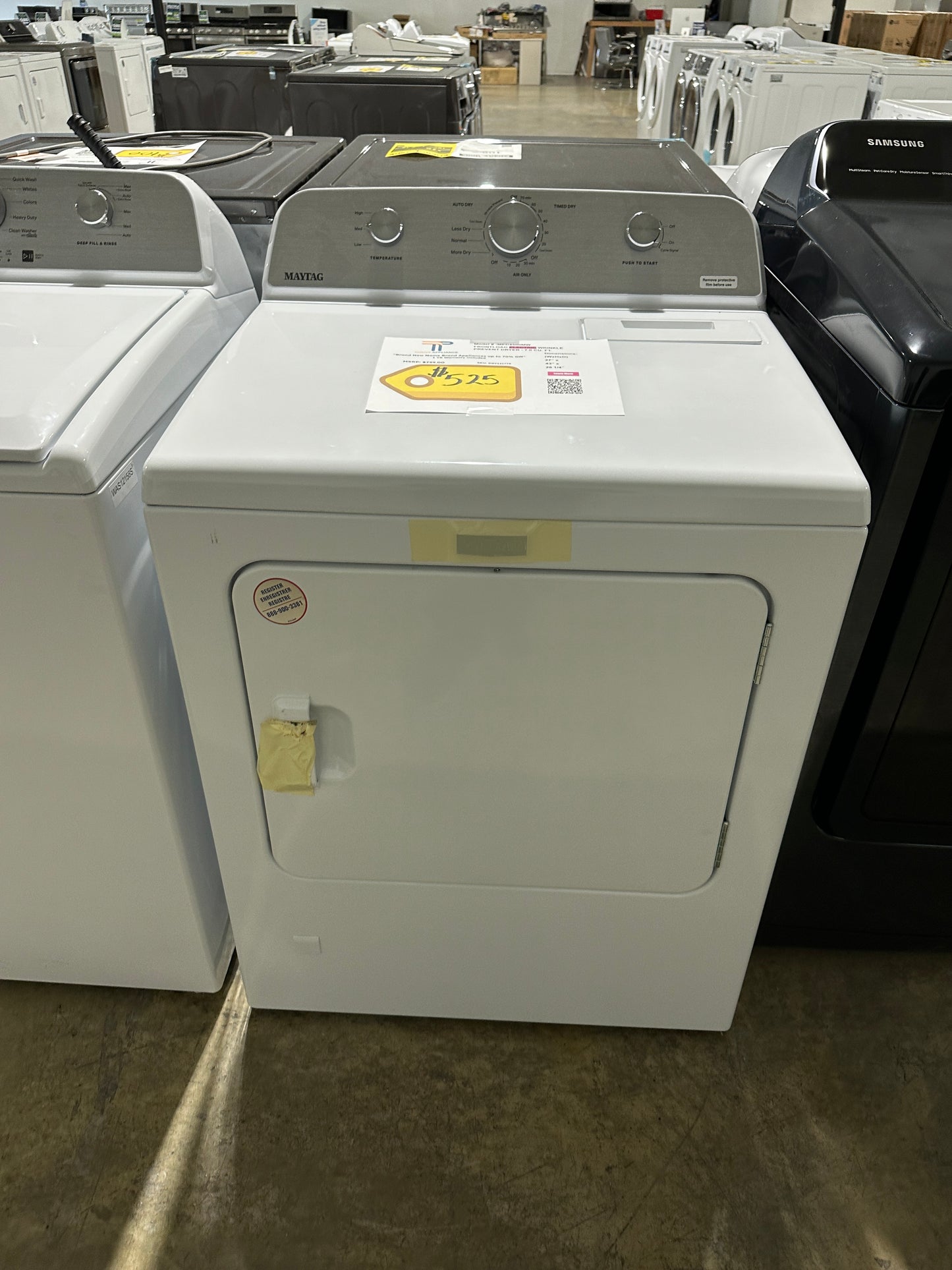 Maytag - 7.0 Cu. Ft. Electric Dryer with Wrinkle Prevent - White MODEL: MED4500MW DRY12177S