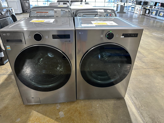 GREAT NEW GRAPHITE STEEL LG LAUNDRY SET with ELECTRIC DRYER WAS12270S DRY12022S