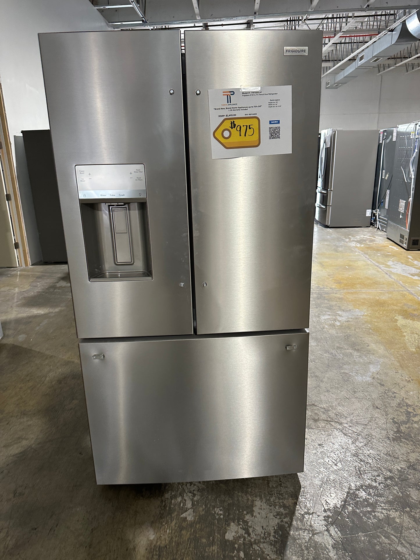 GORGEOUS NEW FRIGIDAIRE FRENCH DOOR REFRIGERATOR MODEL: FRFS282LAF REF13683S