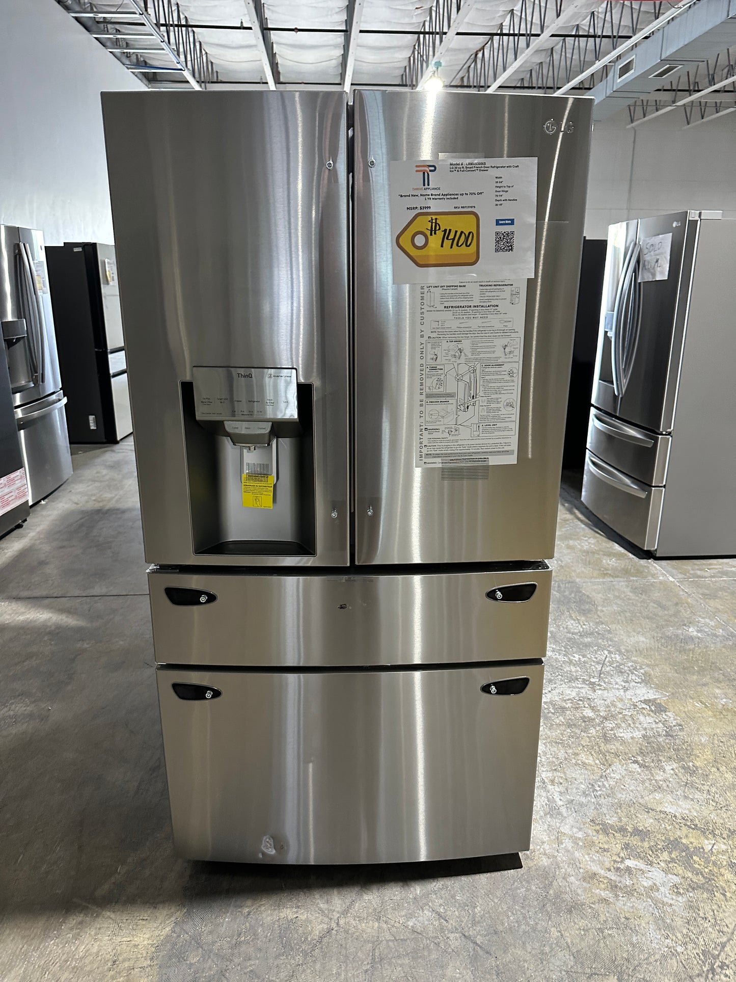 GREAT NEW LG FRENCH DOOR FRIDGE with CRAFT ICE MODEL: LRMXS3006S REF13707S