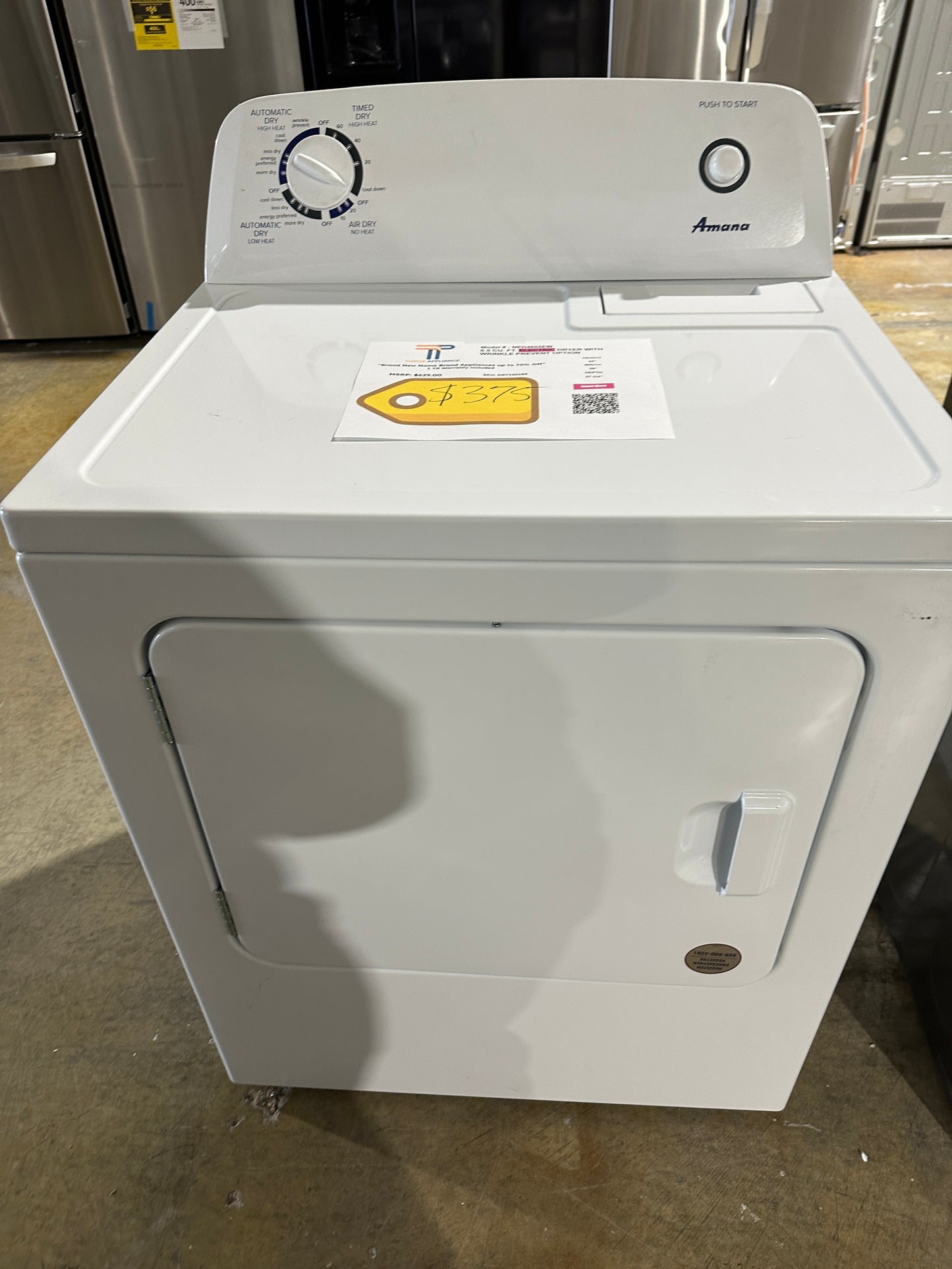 Electric Dryer with Automatic Dryness Control - White MODEL: NED4655EW DRY12018S