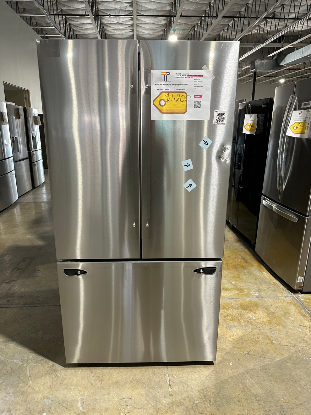 GREAT NEW LG COUNTERDEPTH MAX FRENCH DOOR REFRIGERATOR MODEL LRFLC27