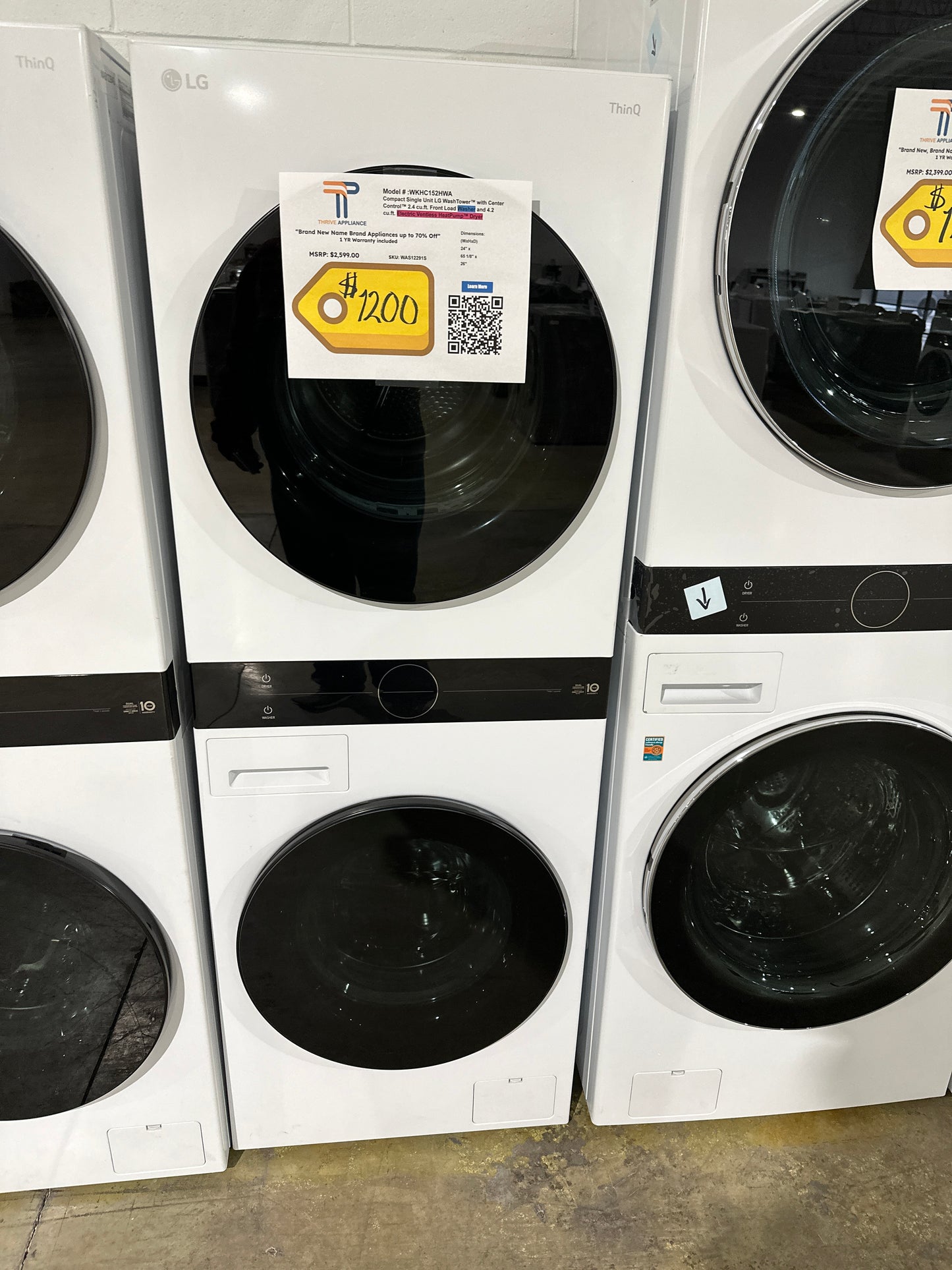 GORGEOUS NEW STACKED LAUNDRY SET LG WASHTOWER MODEL: WKHC152HWA WAS12291S