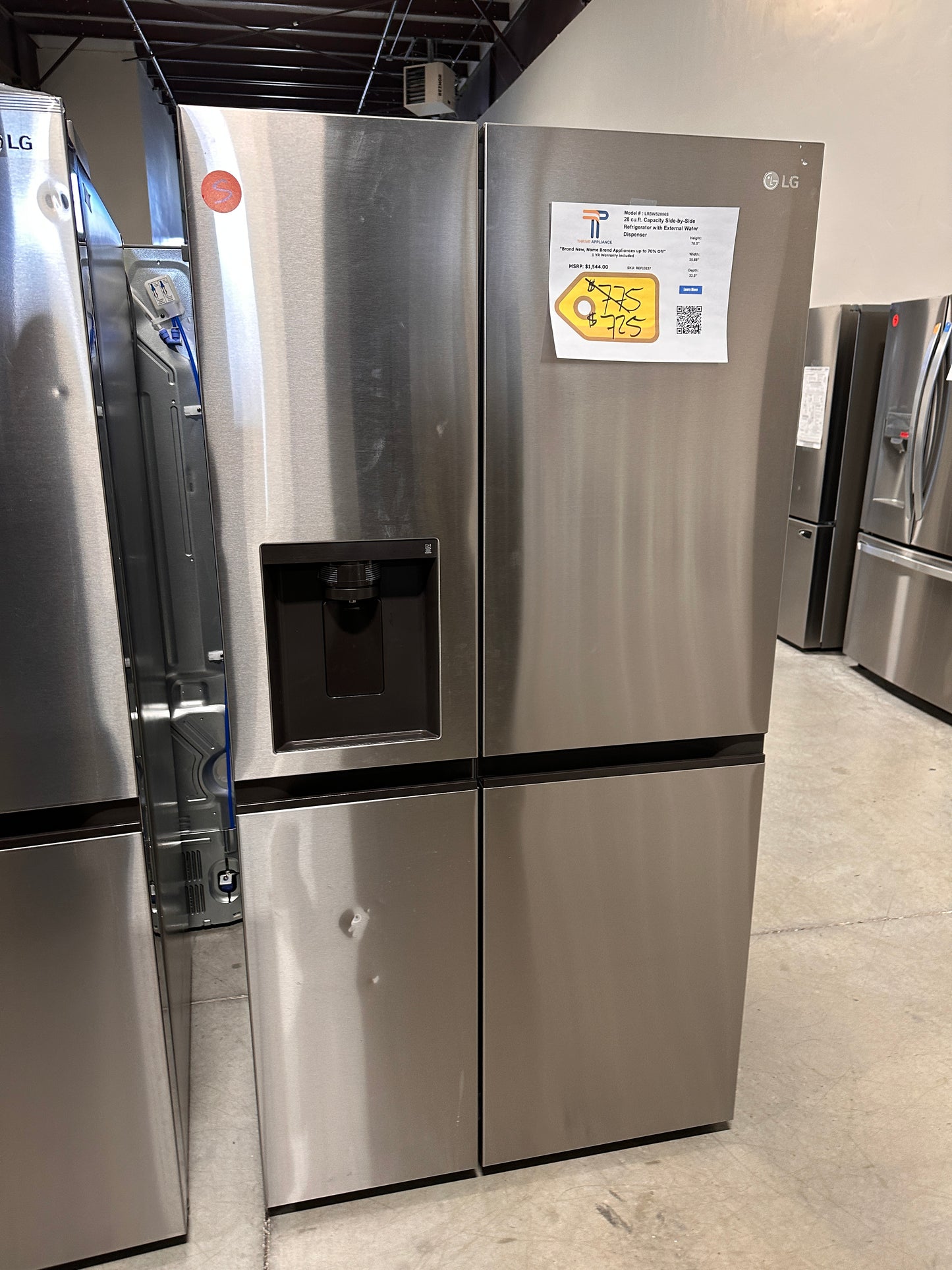 SALE GORGEOUS NEW LG SIDE BY SIDE SMART REFRIGERATOR MODEL: LRSWS2806S REF13237