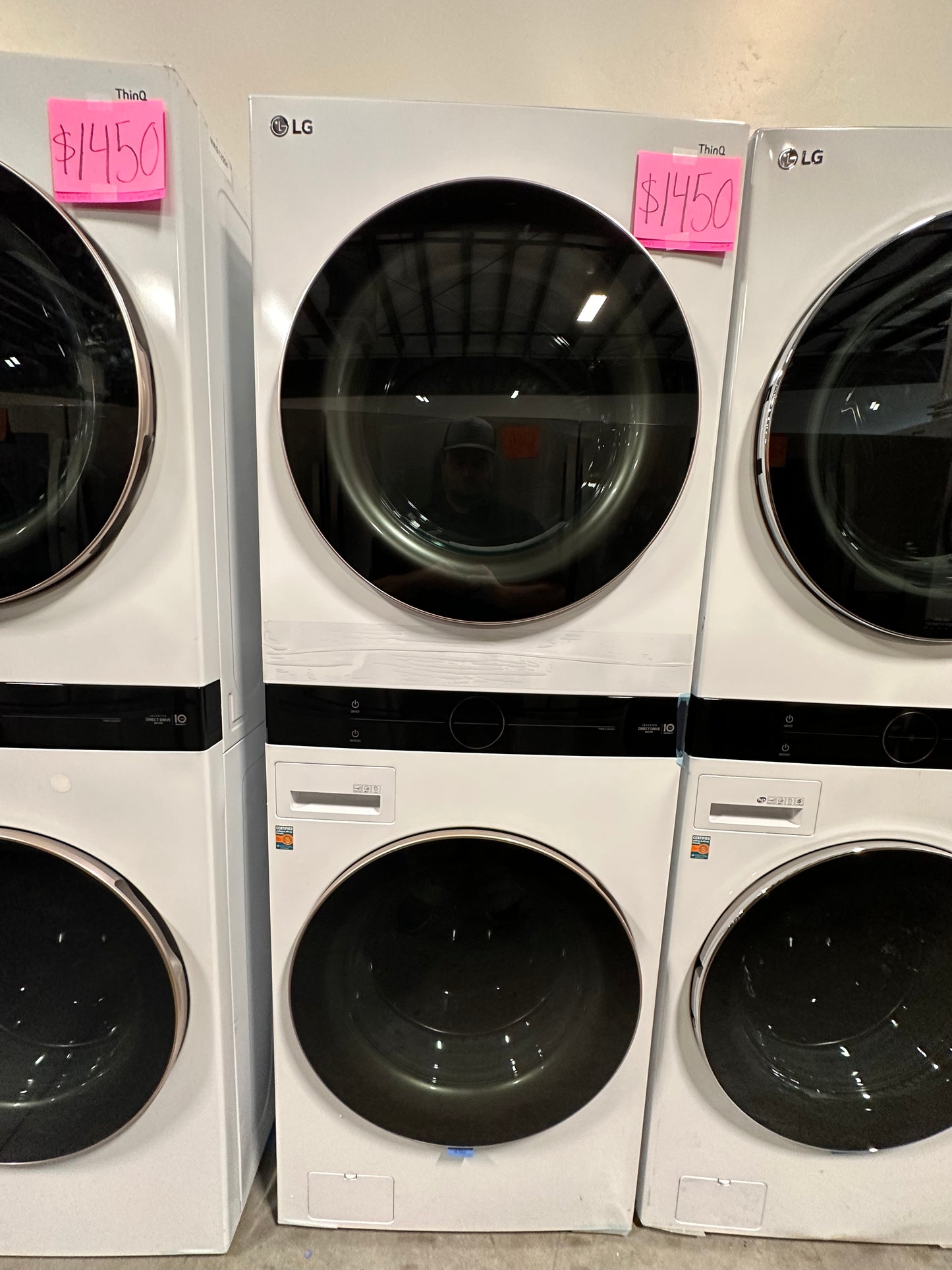 Beautiful New LG - 4.5 Cu. Ft. Smart Front-Load Washer and 7.4 Cu. Ft. Electric Dryer WashTower with Built-In Intelligence White WAS12483