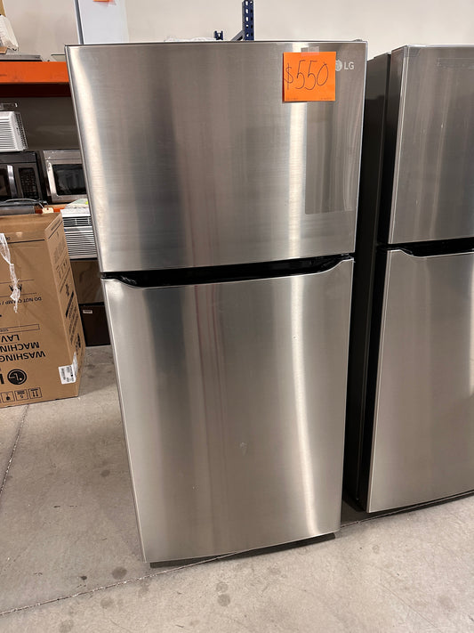 TOP FREEZER REFRIGERATOR - NEW LG STAINLESS STEEL FRIDGE - REF12585