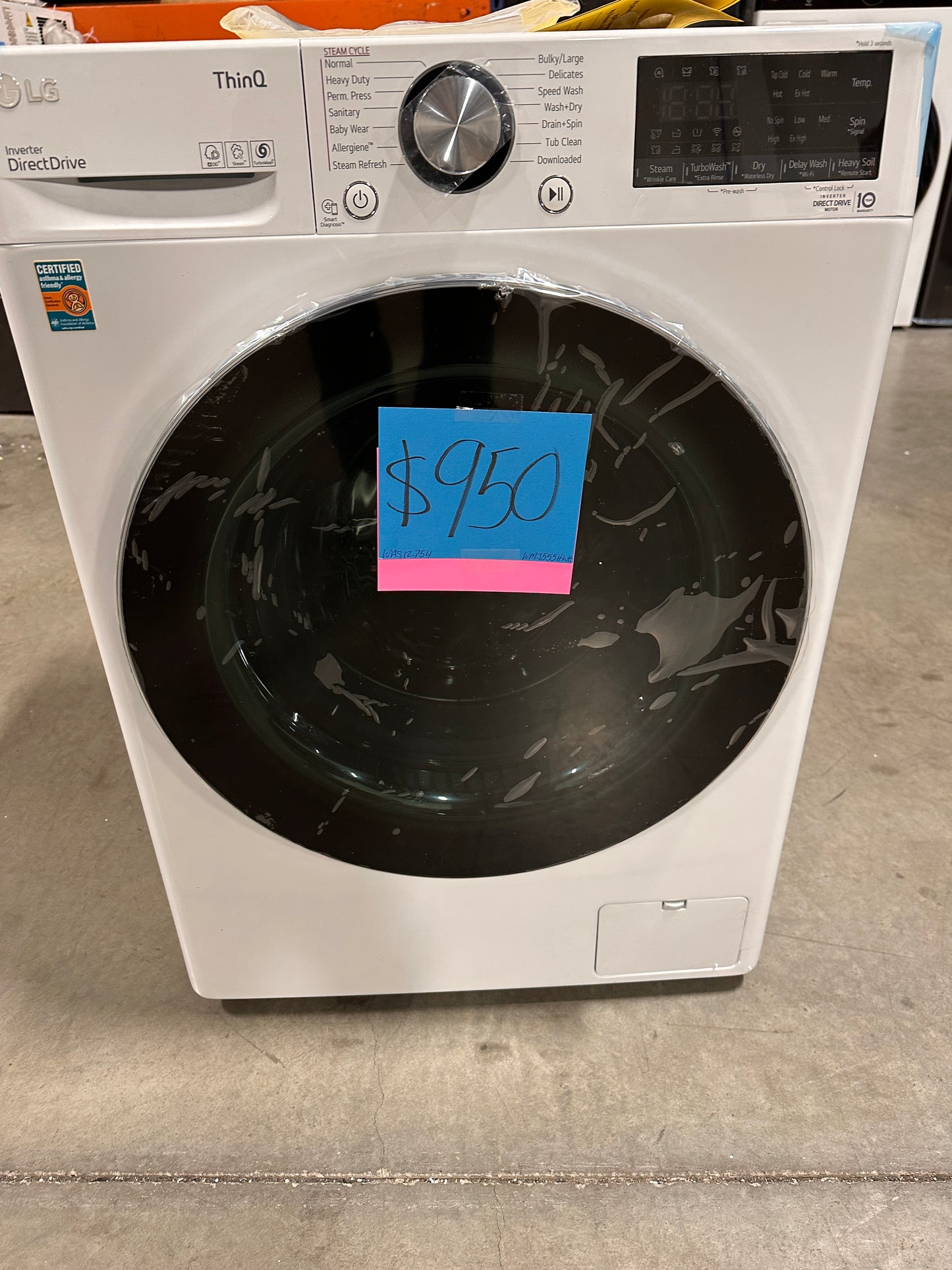 NEW SMART FRONT LOAD WASHER and ELECTRIC DRYER COMBO - WAS12754