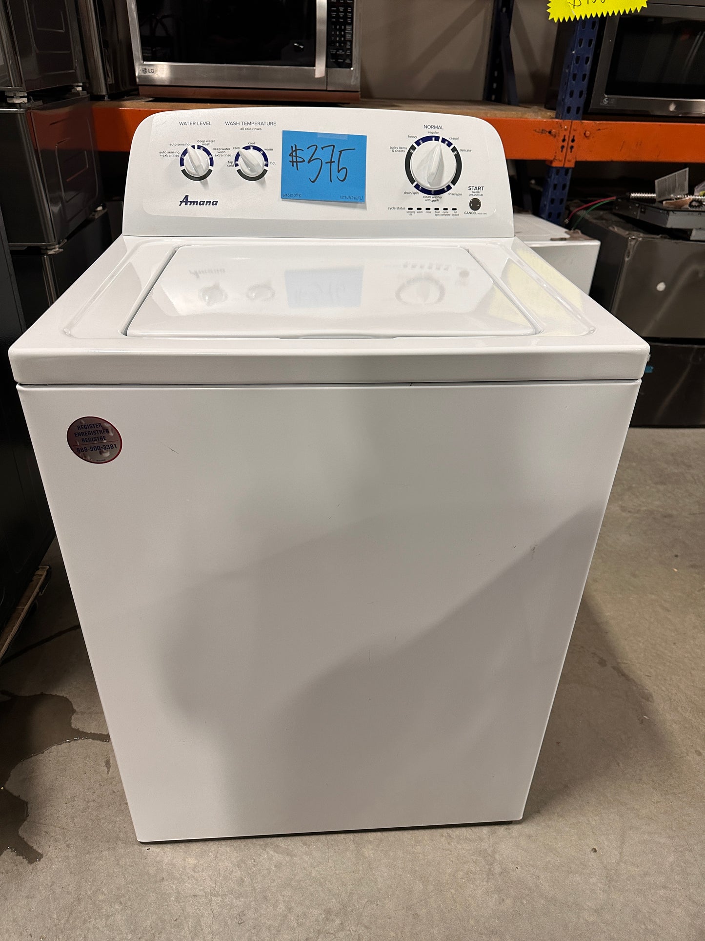 NEW AMANA TOP LOAD WASHER with DUAL ACTION AGITATOR - WAS12098 NTW4516FW