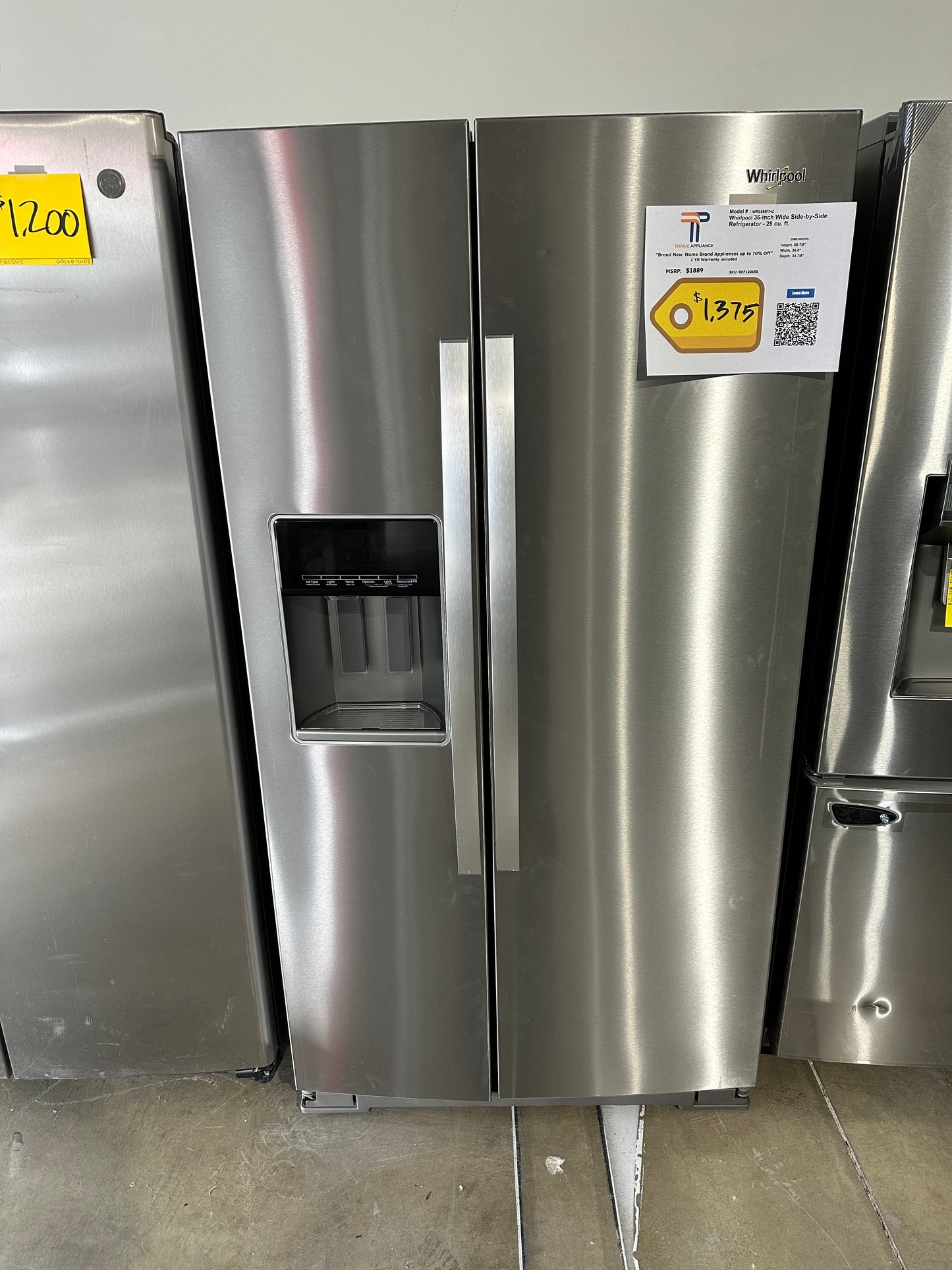 SIDE BY SIDE NEW WHIRLPOOL REFRIGERATOR - REF12065S WRS588FIHZ