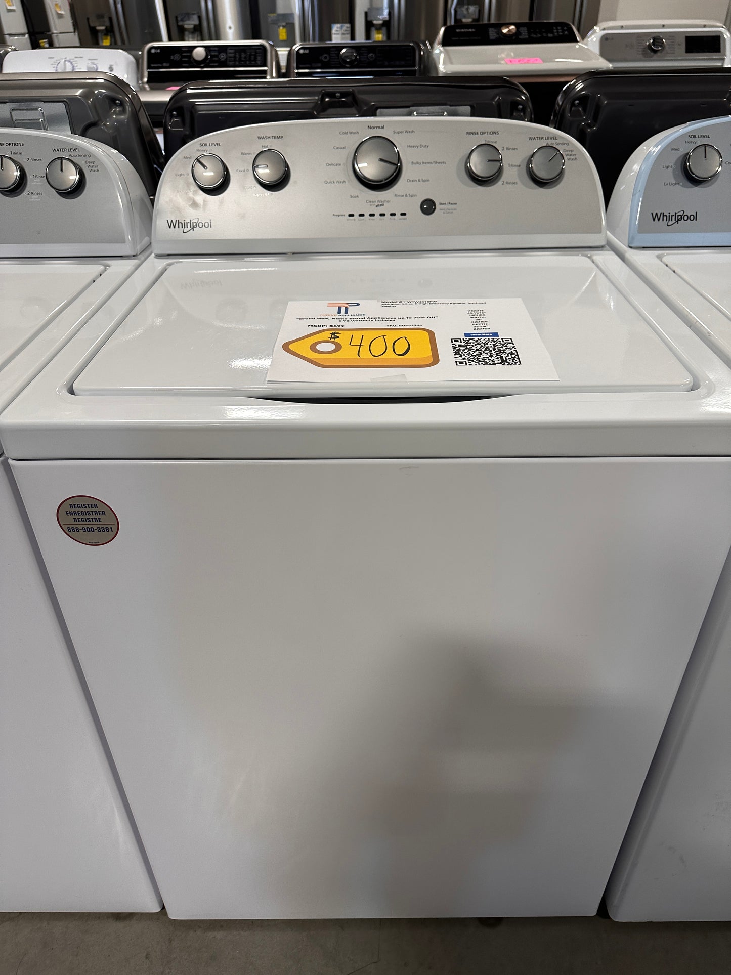 12-CYCLE TOP LOAD WASHER - WAS12944 WTW4816FW